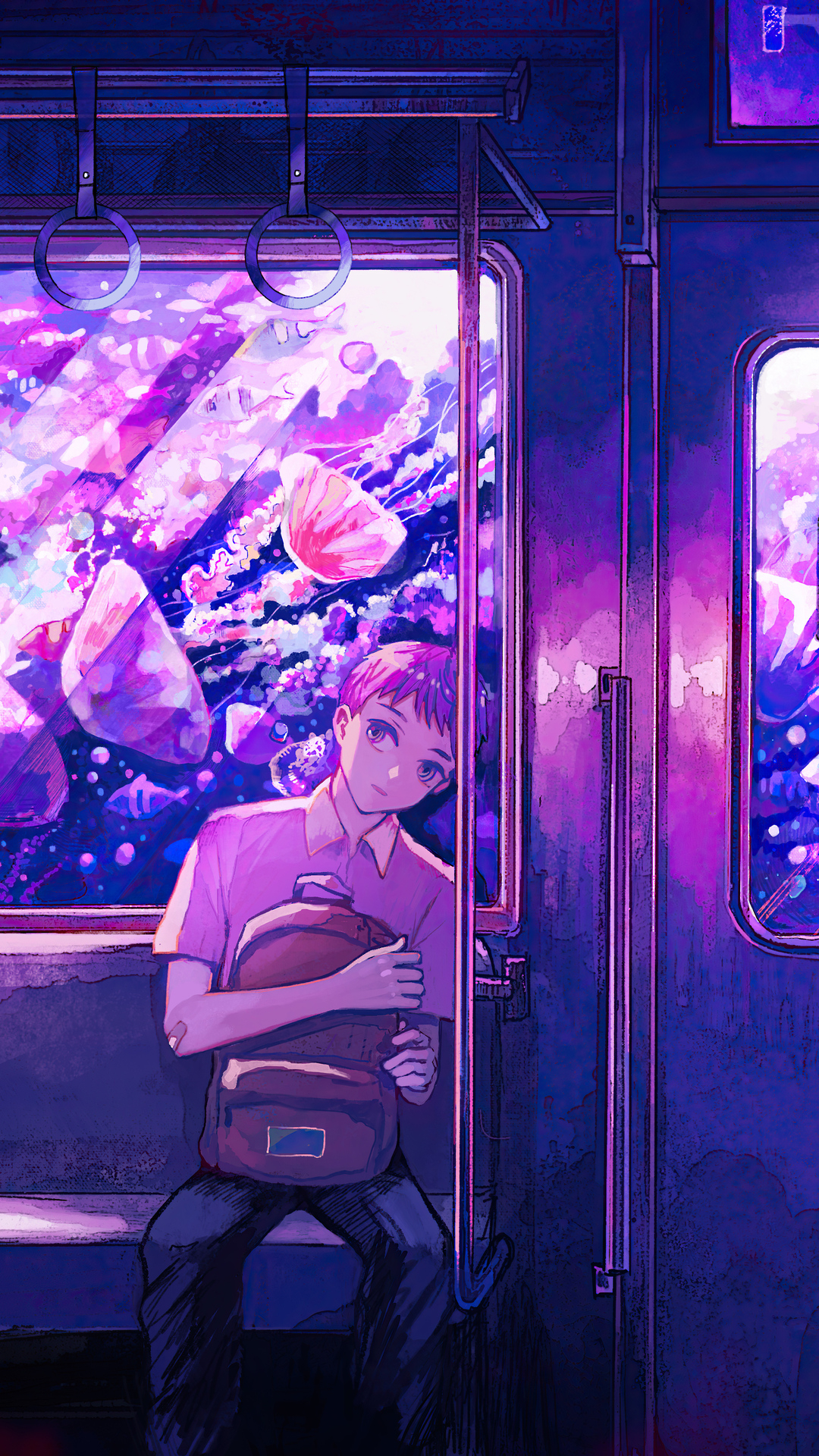 1080x1920 Anime Boy Sitting In Train Leaning iPhone 6s, 6 Plus, Pixel xl , One Plus 3t, 5 HD 4k Wallpaper, Image, Background, Photo and Picture, Phone