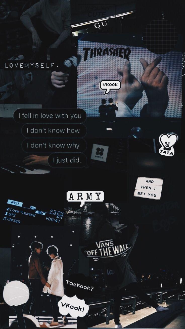 740x1310 Collage black aesthetic vkook taekook bts- Kay Barnett, Phone