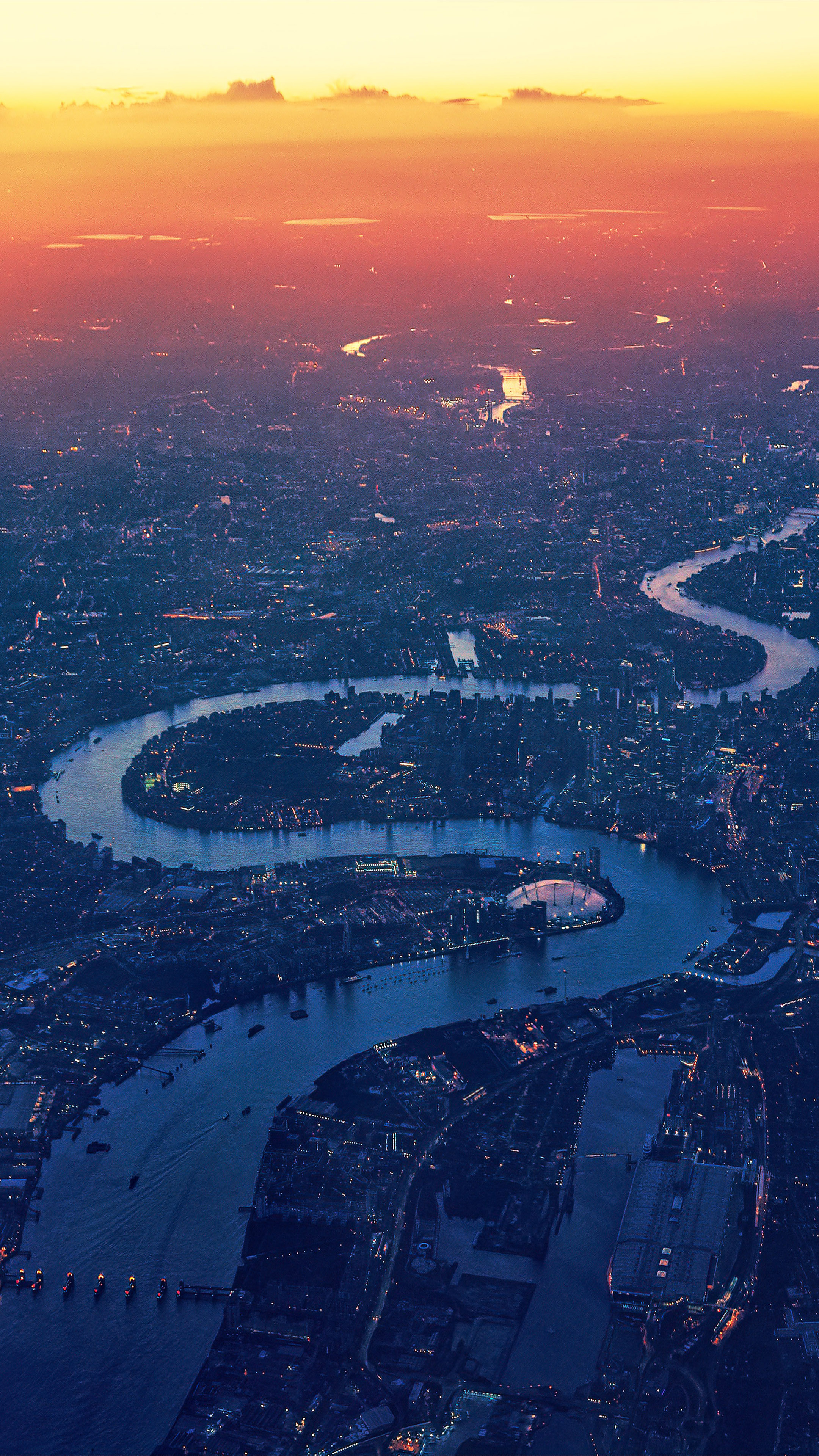 2160x3840 London Cityscape Sunset River Aerial View 4K Ultra HD Mobile Wallpaper, Phone