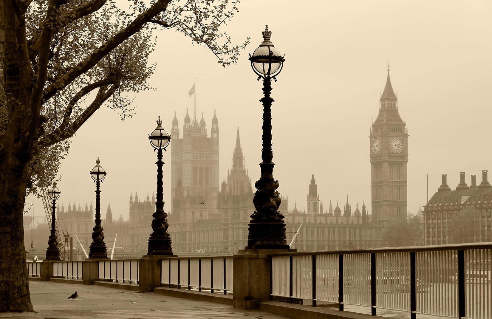 1650x1070 Sepia Houses of Parliament Wall Mural, Desktop