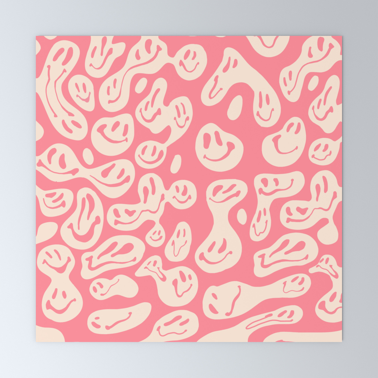 1500x1500 Pink Dripping Smiley Mini Art Print, Phone