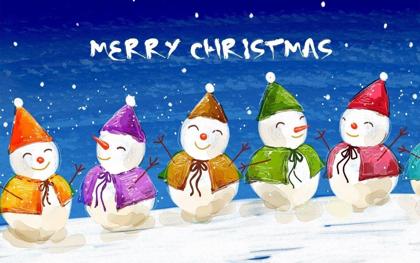 1440x900 Christmas snowmen desktop PC and Mac wallpaper, Desktop