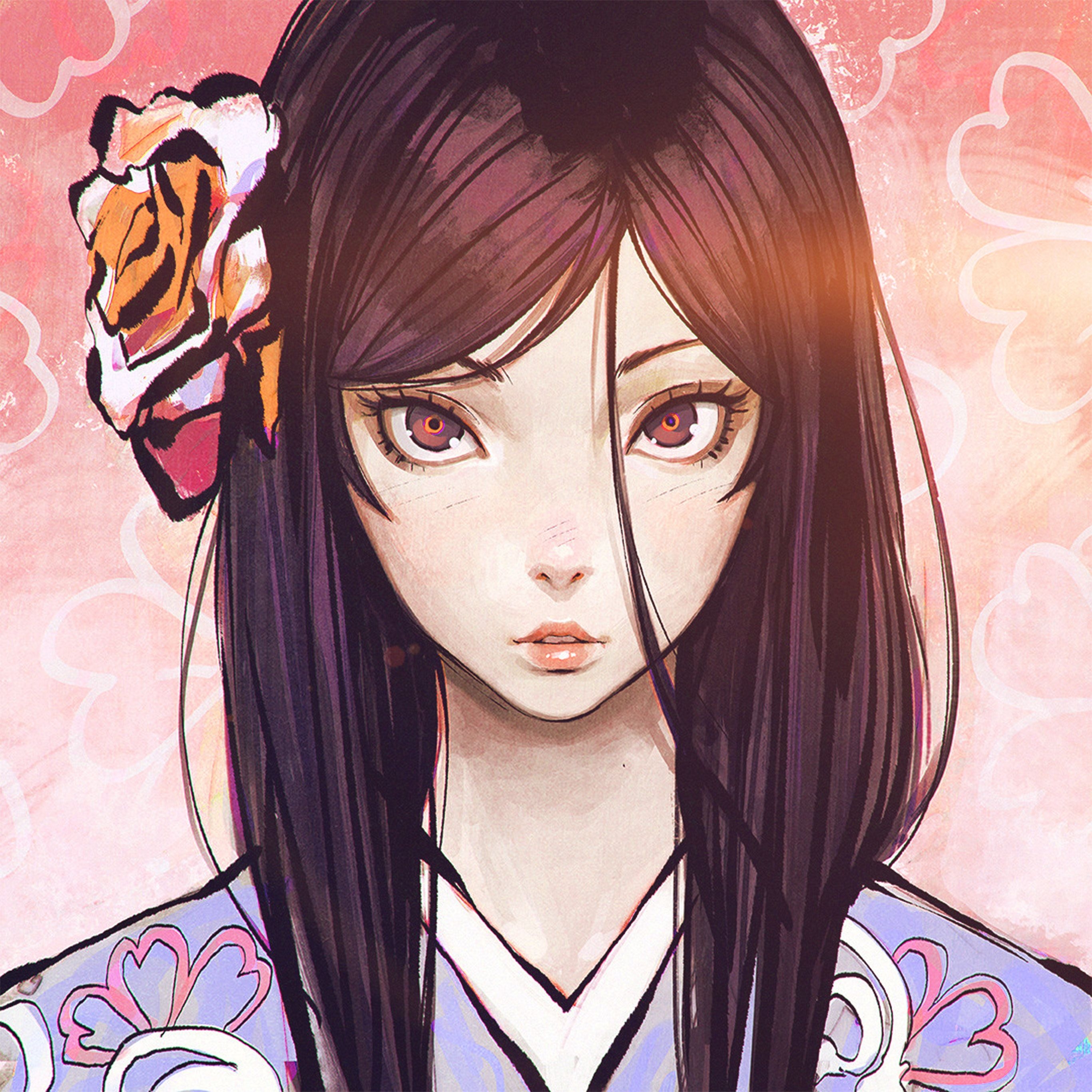 2740x2740 Eye Girl Anime Illustration Eye Drawing Art Flare Wallpaper, Phone