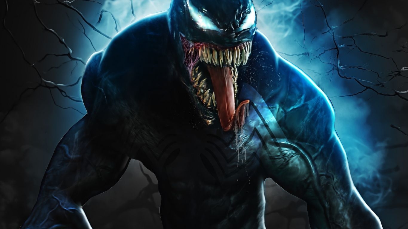 1370x770 Download Venom, villain, monster, art wallpaper, 1366x Tablet, laptop, Desktop