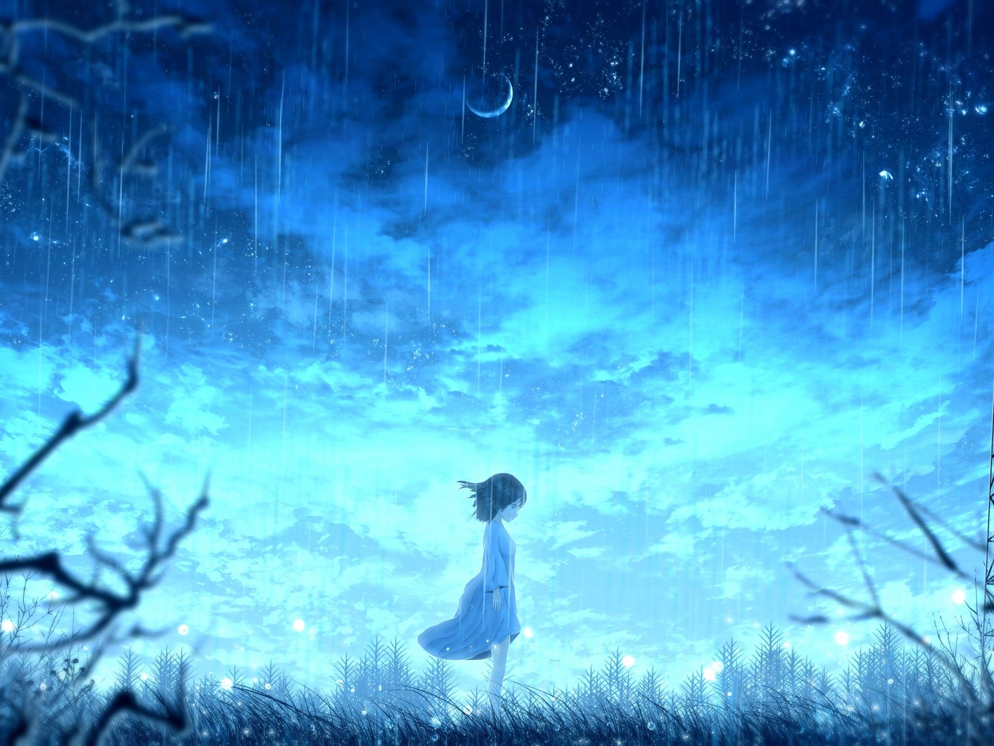 2050x1540 Wallpaper Anime girl, Night, Lonely, 4K, Anime,. Wallpaper for iPhone, Android, Mobile and Desktop, Desktop