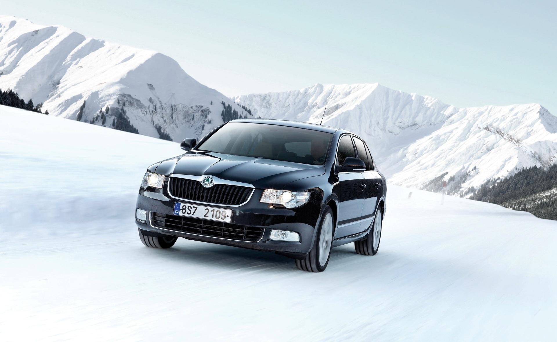 1920x1180 Download Wallpaper snow winter mountains skoda superb,, Desktop