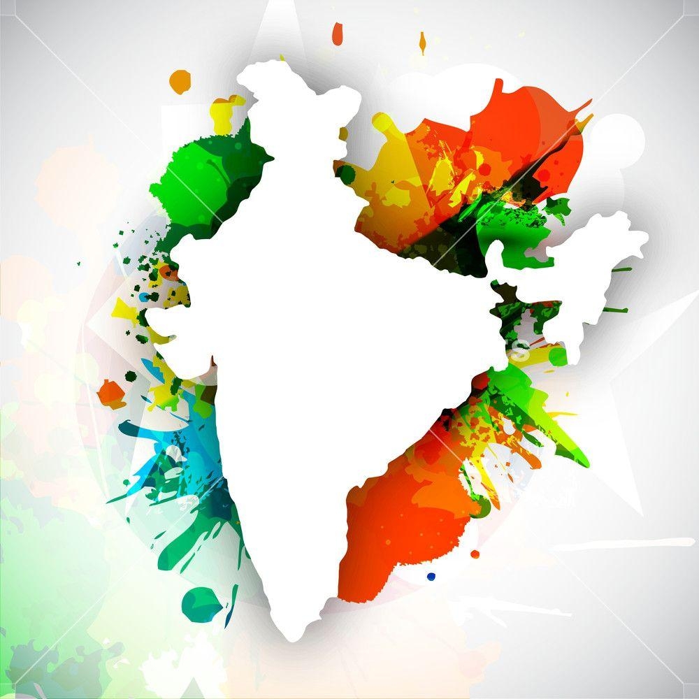 1000x1000 Republic Of India Map In Indian Flag Color. Royalty Free Stock, Phone