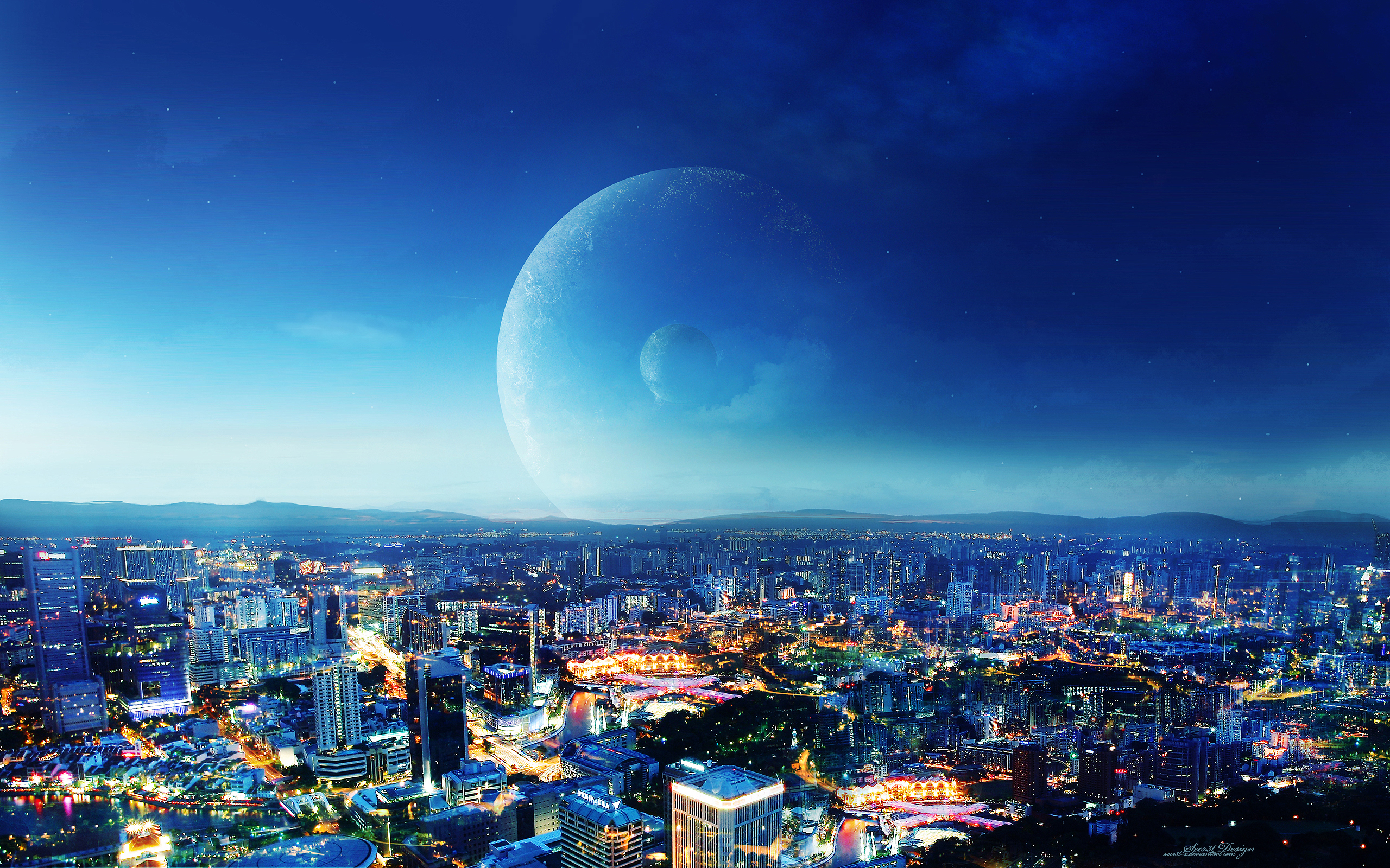 2560x1600 Night City Background Wallpaper & Background Download, Desktop