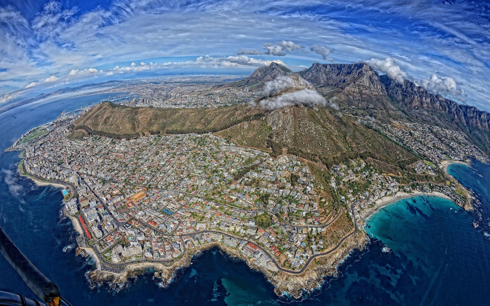 1920x1200 Cape Town South Africa Buildings Mountains Aerial Coast e, Desktop