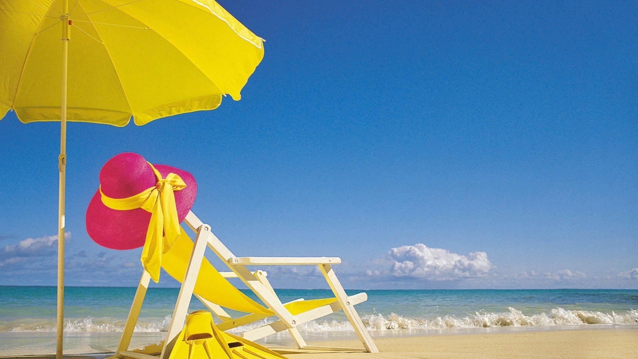 2560x1440 Summer Beach Chair Wallpaper and Background, Desktop