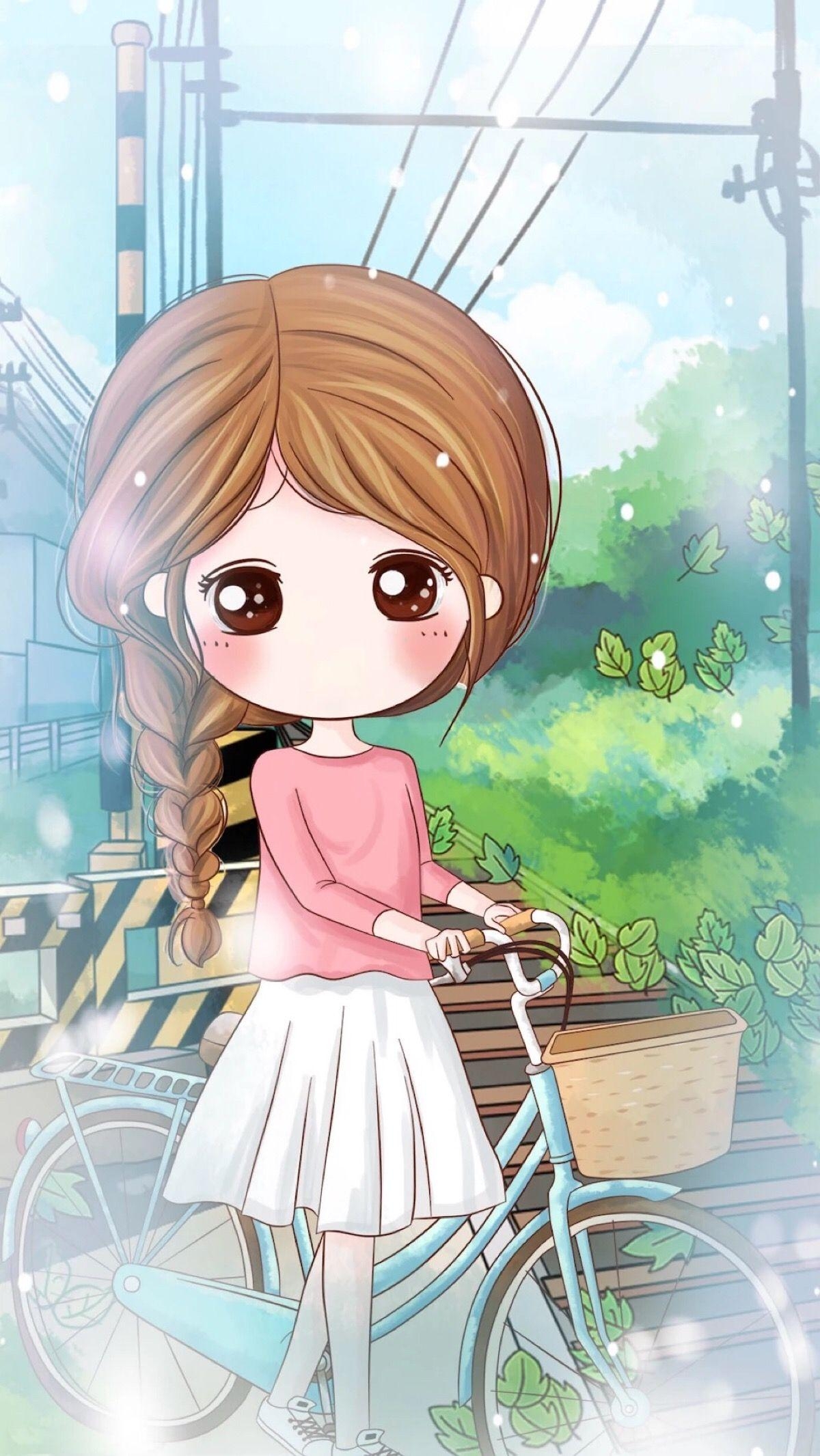 1200x2140 cycle. Cute girl wallpaper, Cartoon, Phone