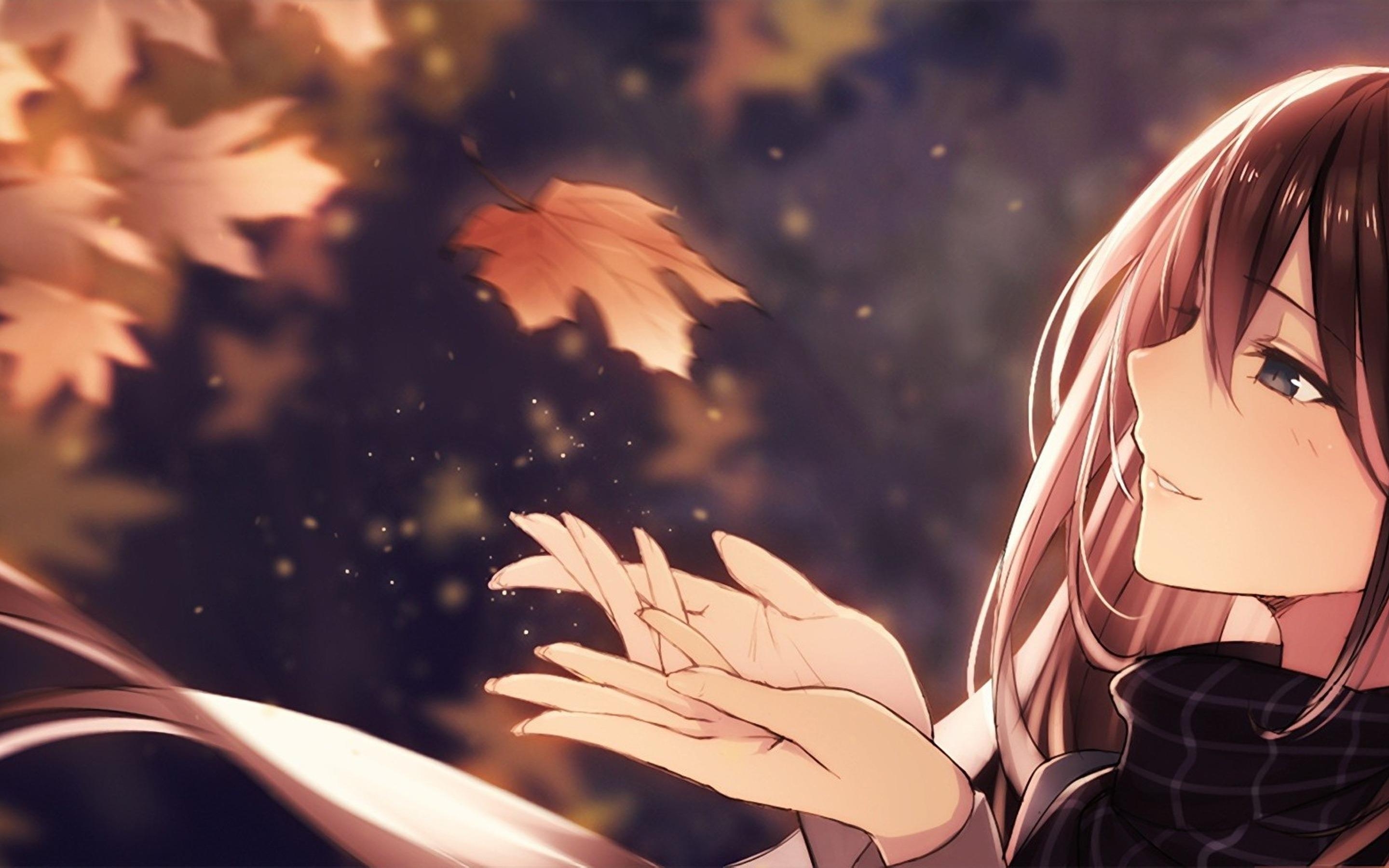 2880x1800 Japan Autumn Leaf Anime Girl Wallpaper and Free, Desktop