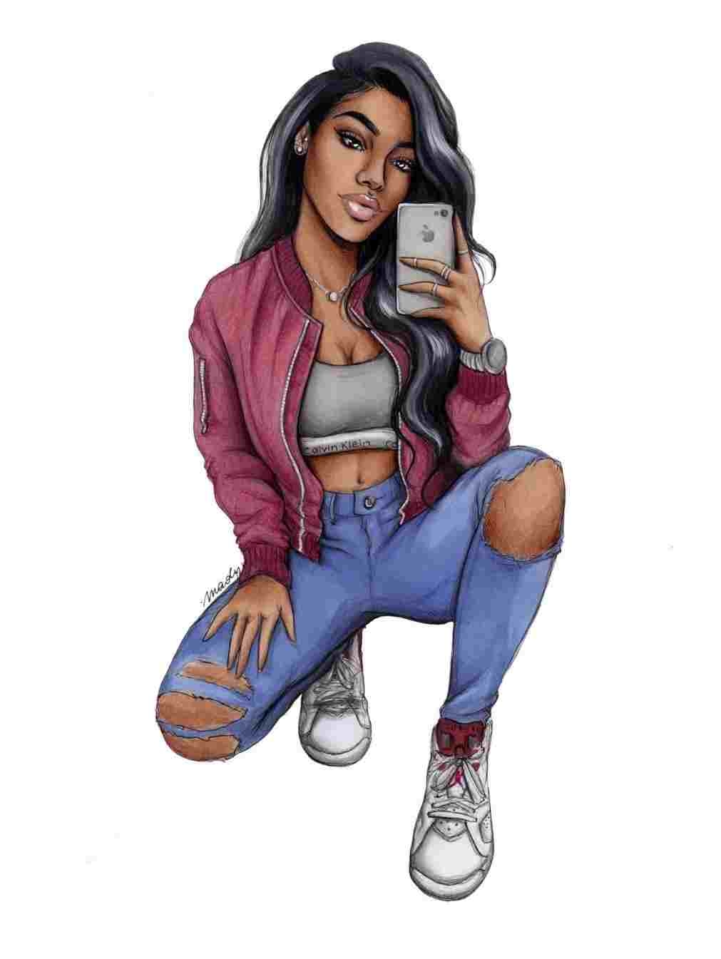 1020x1350 Black Girl Drawing Cartoon. Explore, Phone