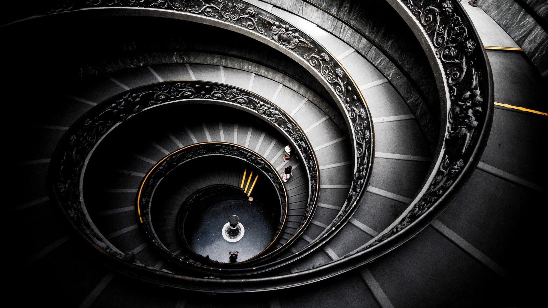 1920x1080 black, spiral, stairways, grayscale, Dark Sector, vatican city, Desktop