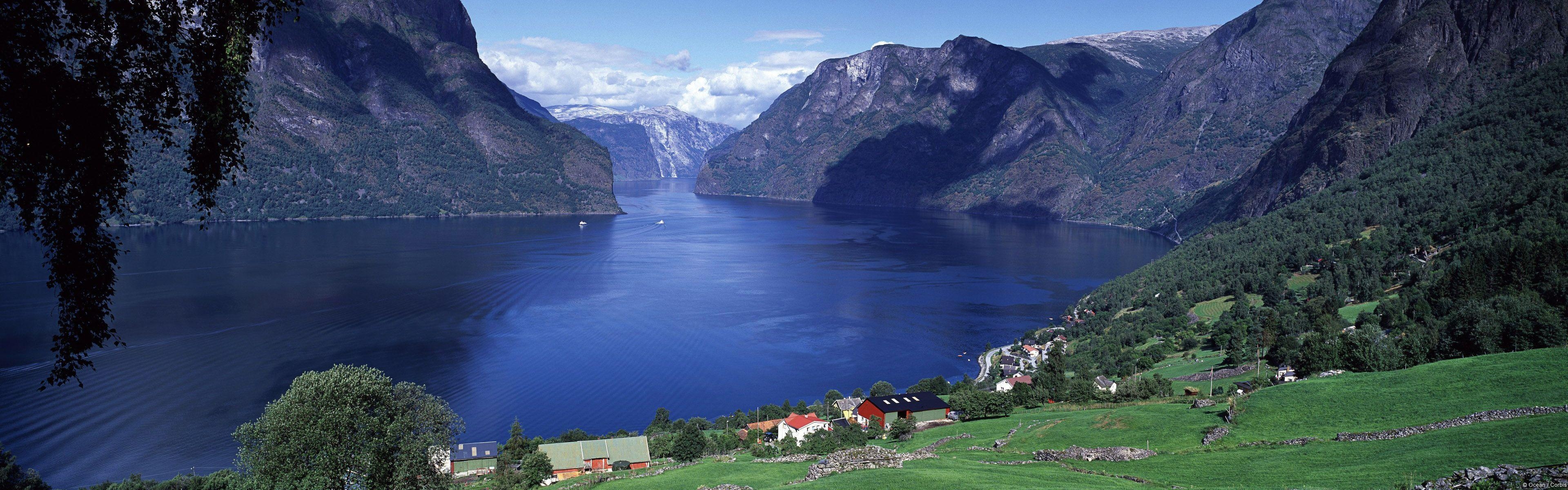 3840x1200 Aurlandsfjord Norway Wallpaper, Dual Screen