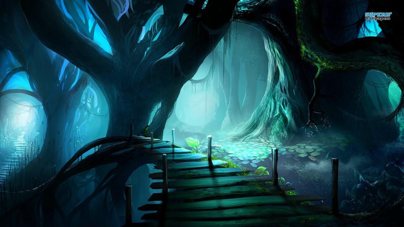 1370x770 Scary Forest Wallpaper, Desktop