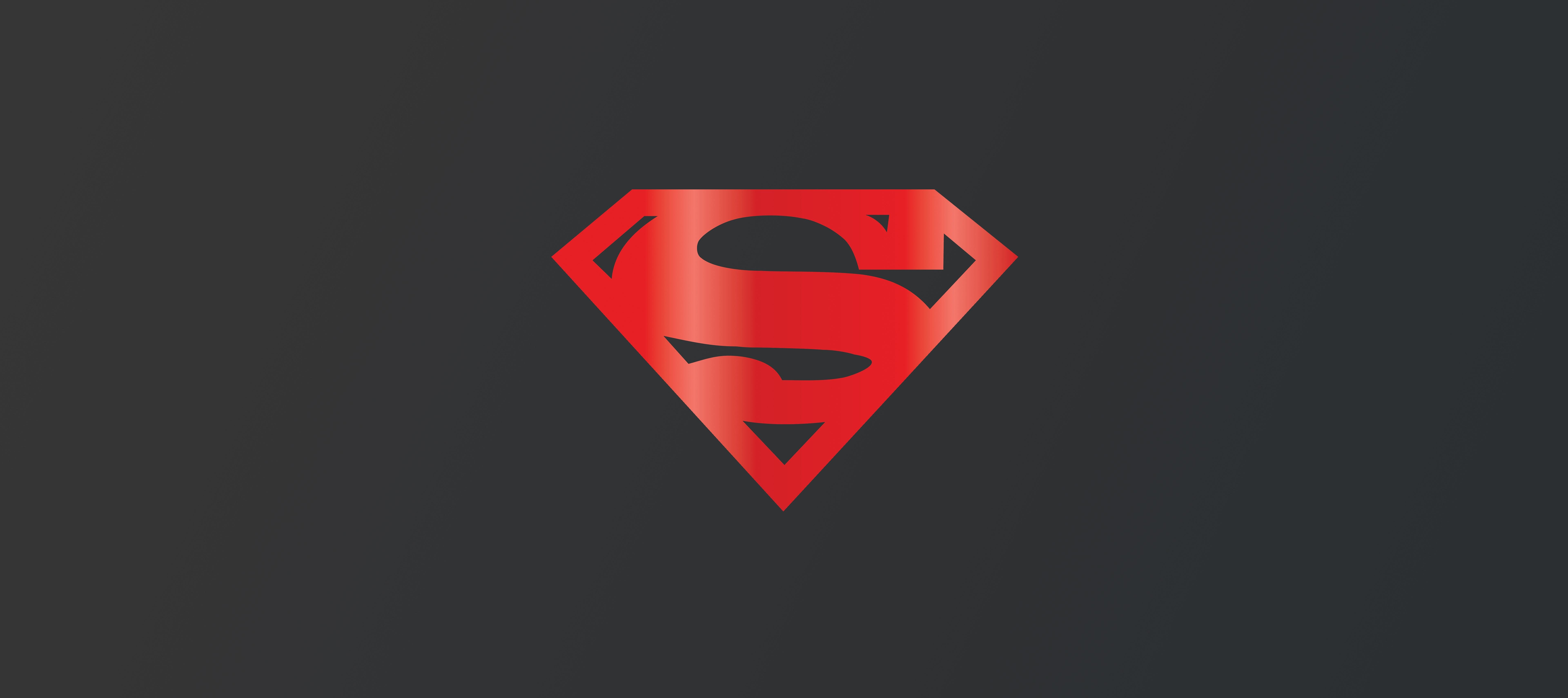 7680x3420 Wallpaper Superman, Logo, Dark background, 4K, 8K, Minimal, Dual Screen