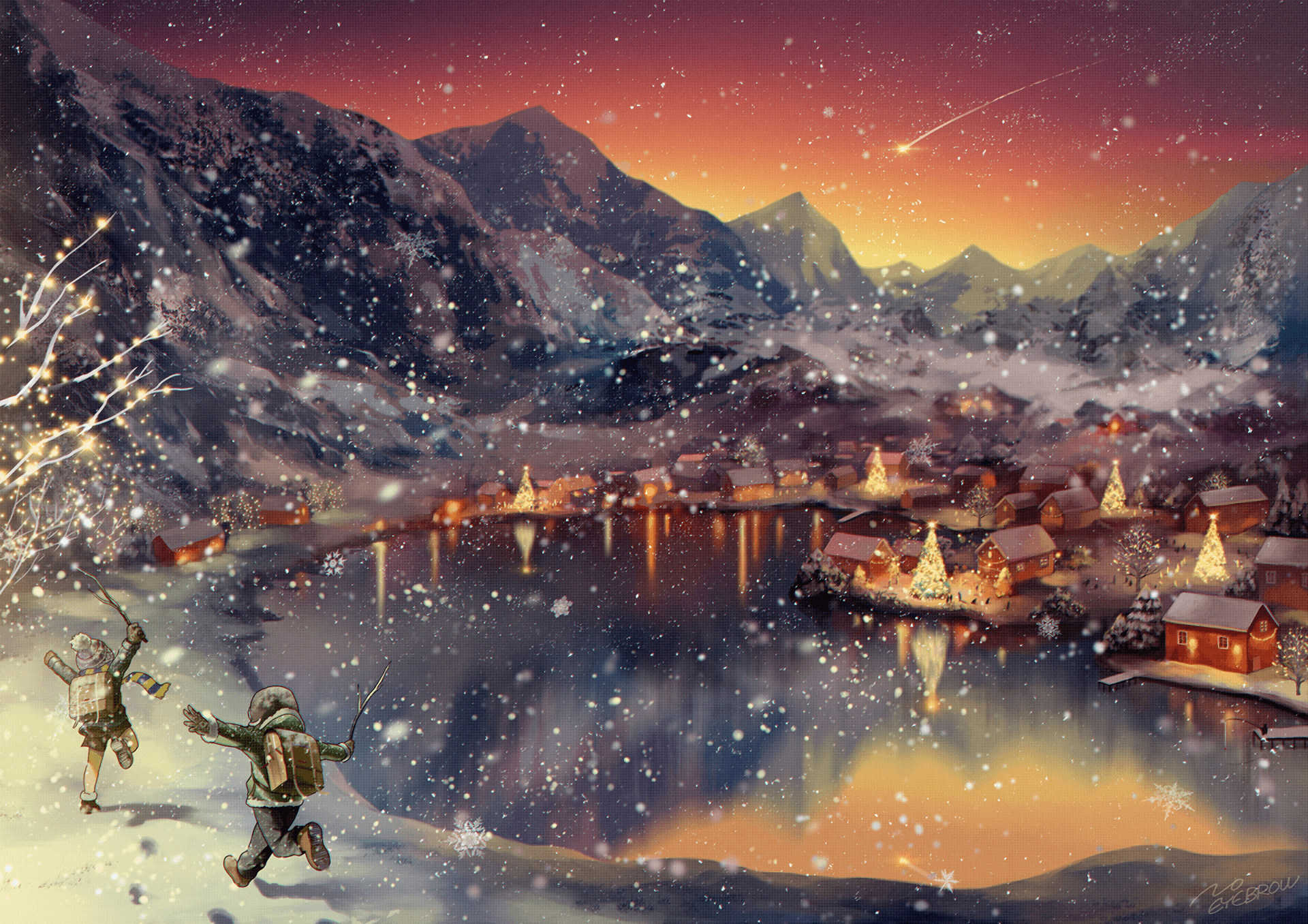 1920x1360 magical Christmas village, Desktop