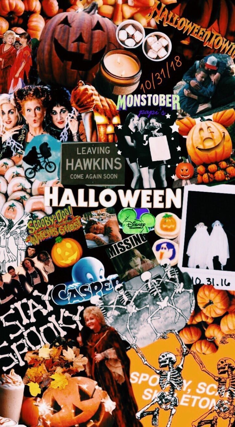 770x1390 Halloween Collage Wallpaper Free Halloween Collage Background, Phone