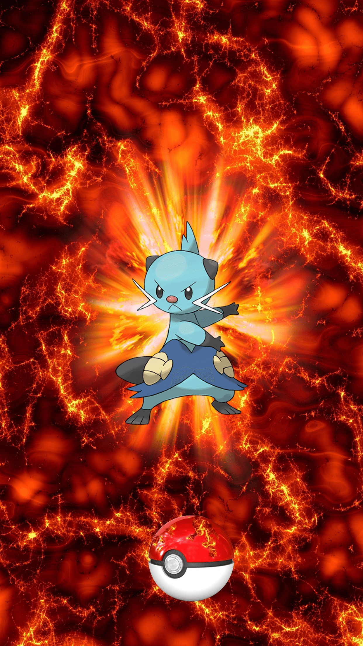 1250x2210 Fire Pokeball Dewott Futachimaru 70 Oshawott, Phone