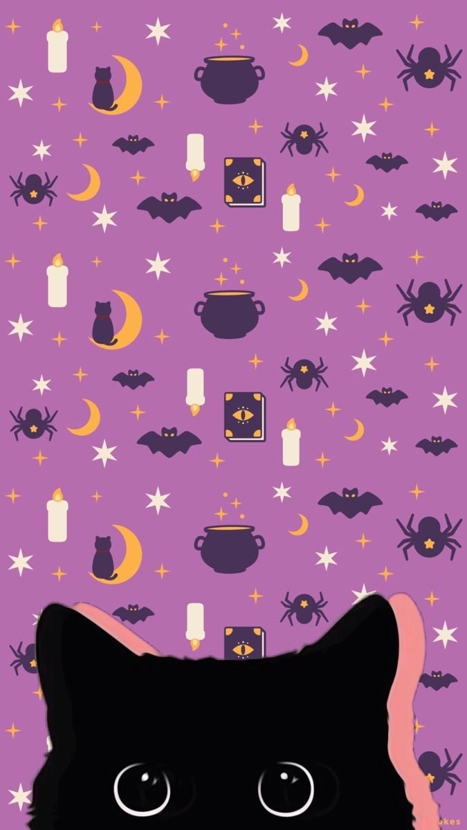 680x1200 Wallpaper black cat Halloween, Phone