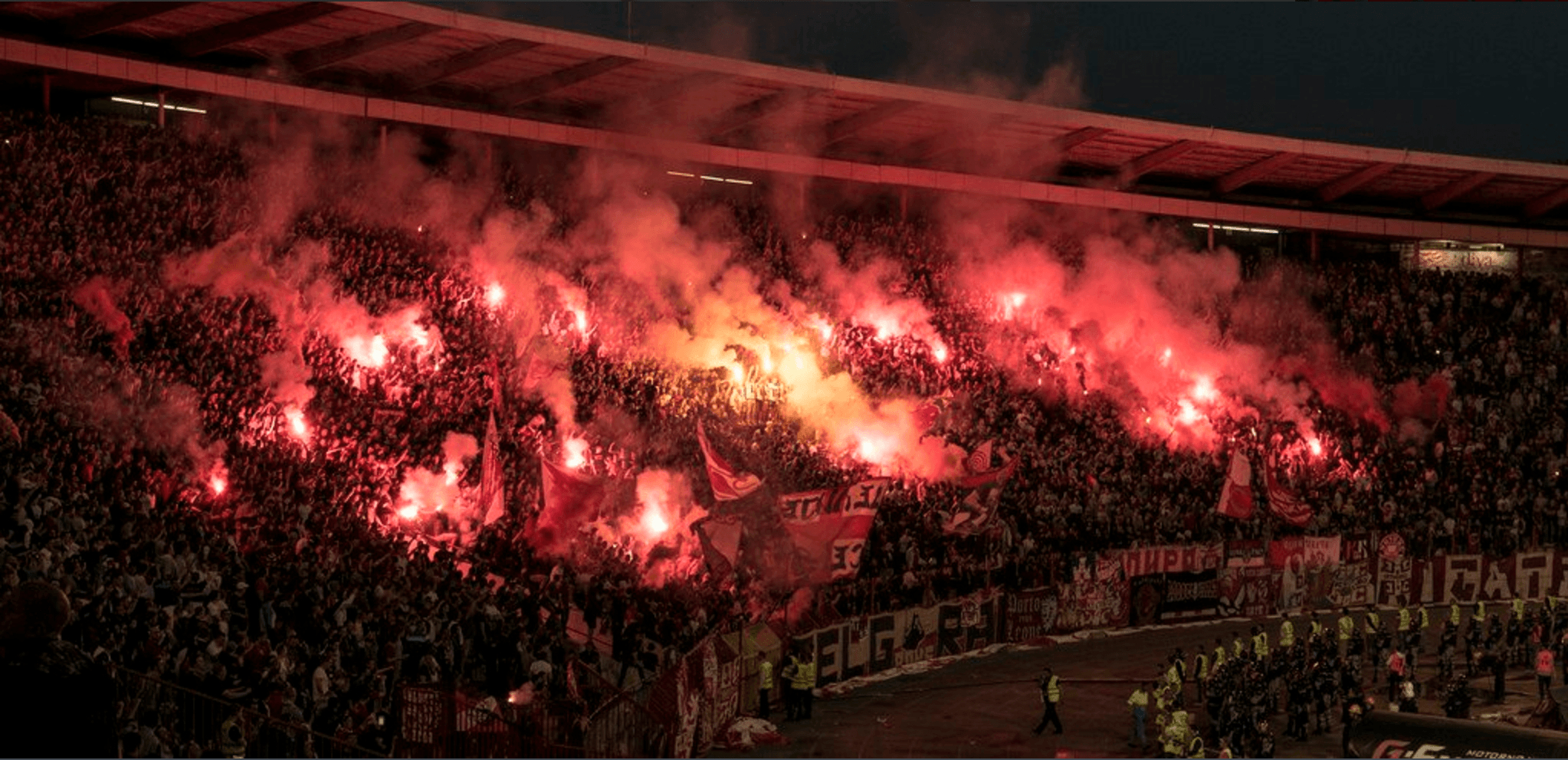 2050x1000 Walking out of the Red Star Belgrade Players Tunnel During one, Dual Screen