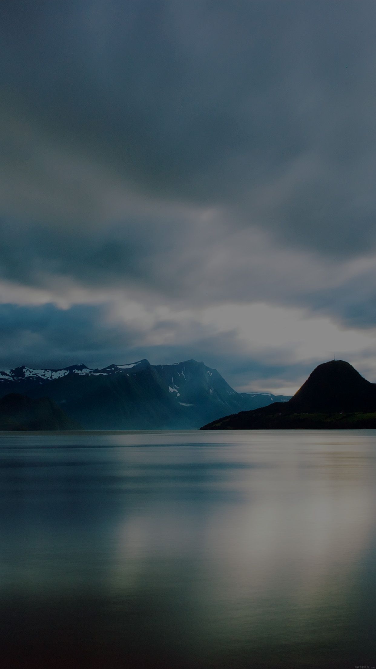 1250x2210 Lake Mountain Dark Calm Nature, Phone