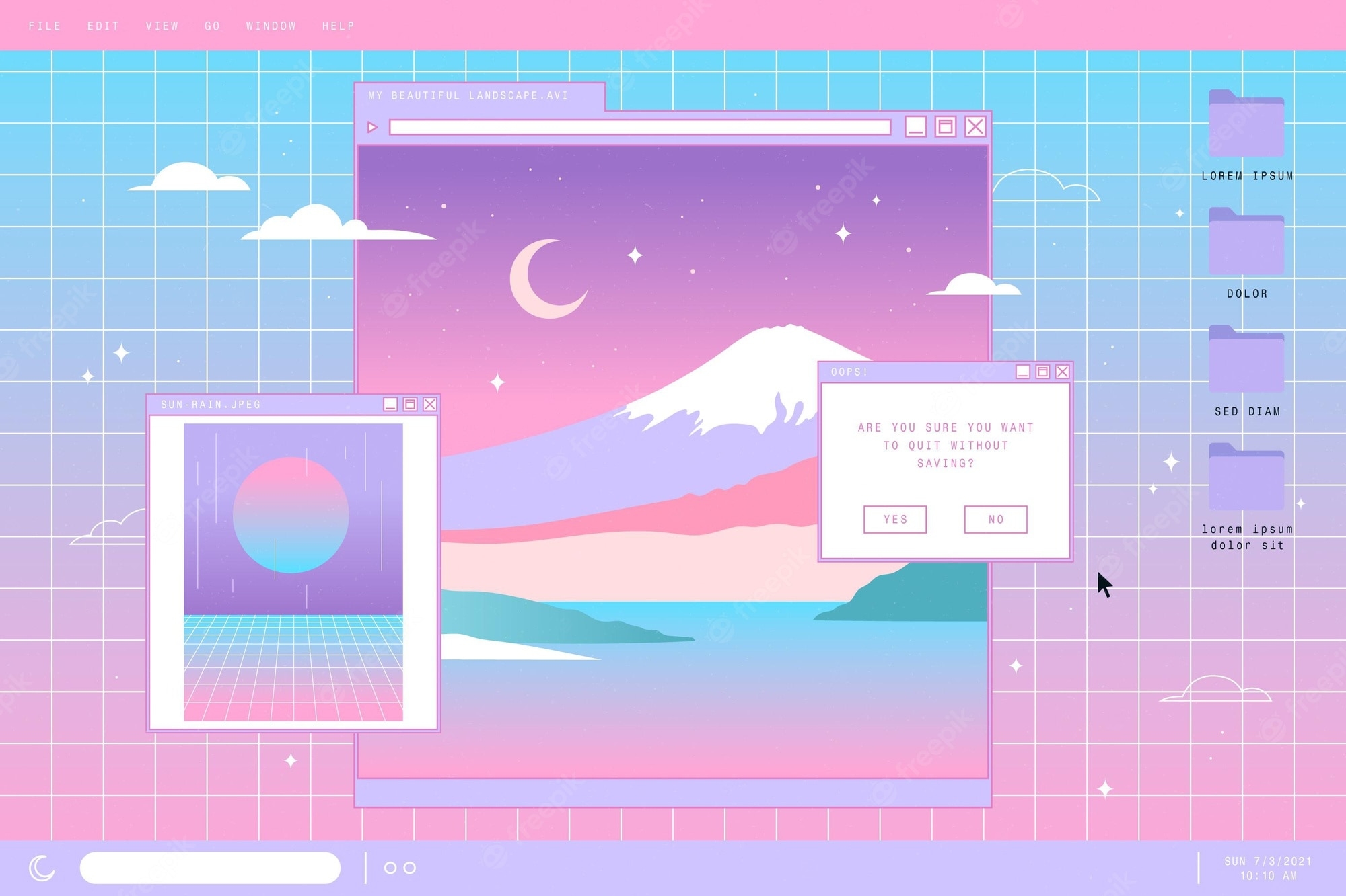 2000x1340 80s background vaporwave Vectors & Illustrations for Free Download, Desktop