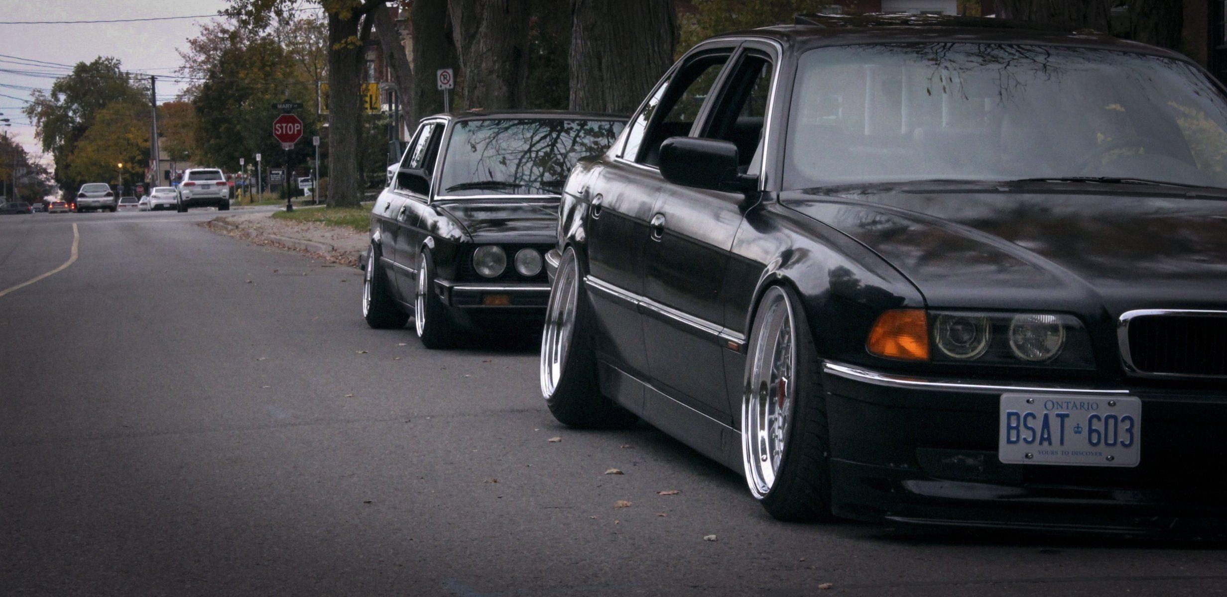 2470x1200 bmw e28 e38 stance tuning HD wallpaper, Dual Screen