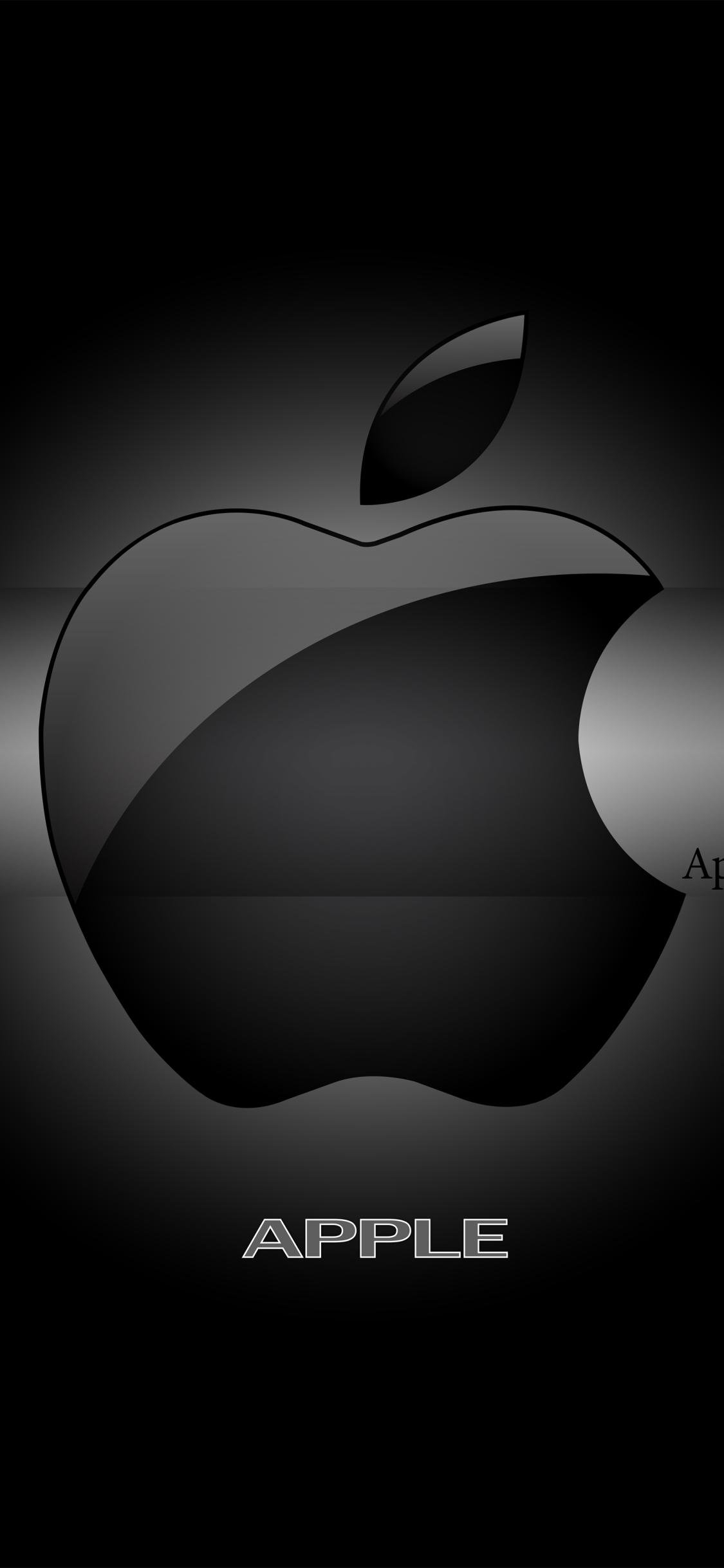 1130x2440 Black Apple Logo Wallpaper Download, Phone