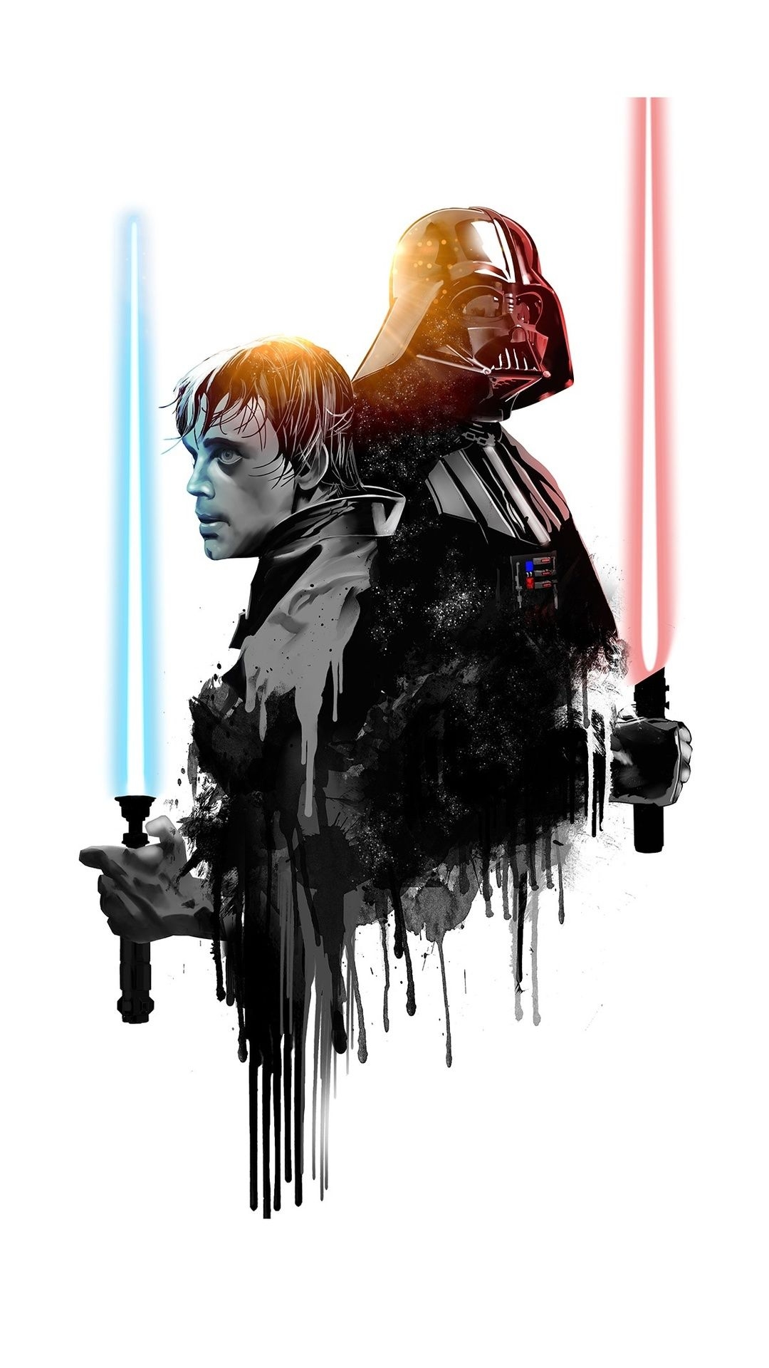 1080x1920  luke skywalker, darth vader, artwork, star wars, HD for iPhone 8 wallpaper, Phone