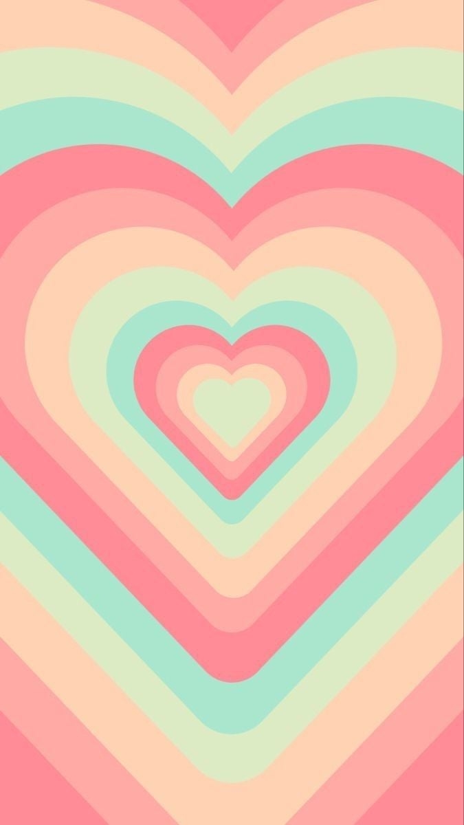 680x1200 Pastel Rainbow layered hearts aesthetic wallpaper, Phone