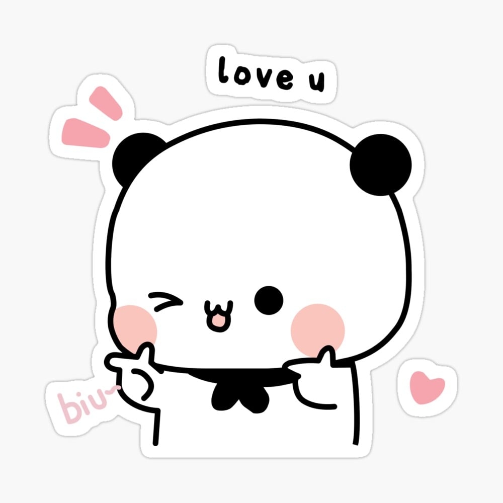 1000x1000 Bear and Panda Bubu Dudu Finger guns love Photographic Print, Phone