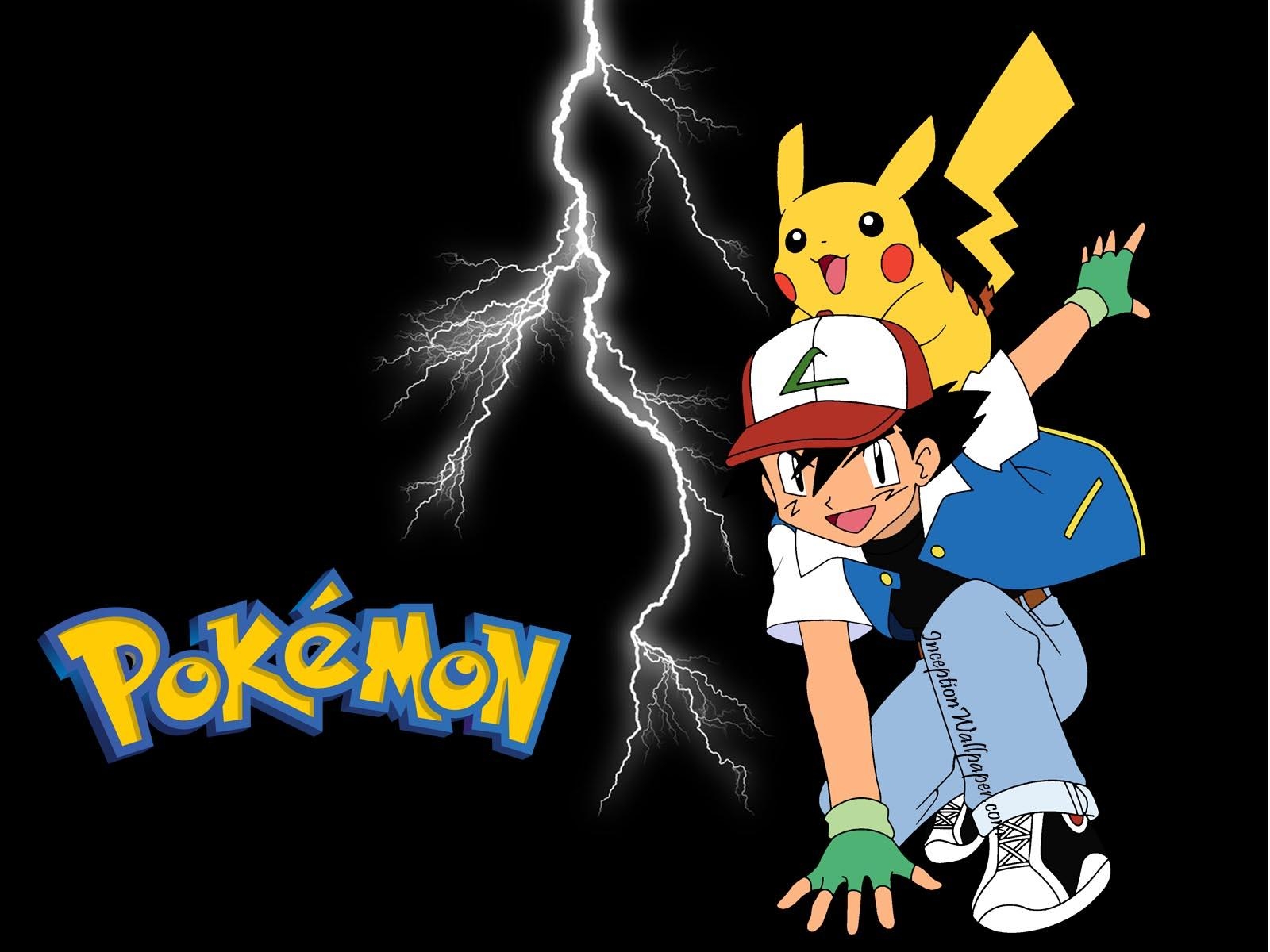 1600x1200 Download Pokemon Ash Pikachu Sobre Raios Papel Parede Wallpaper, Desktop