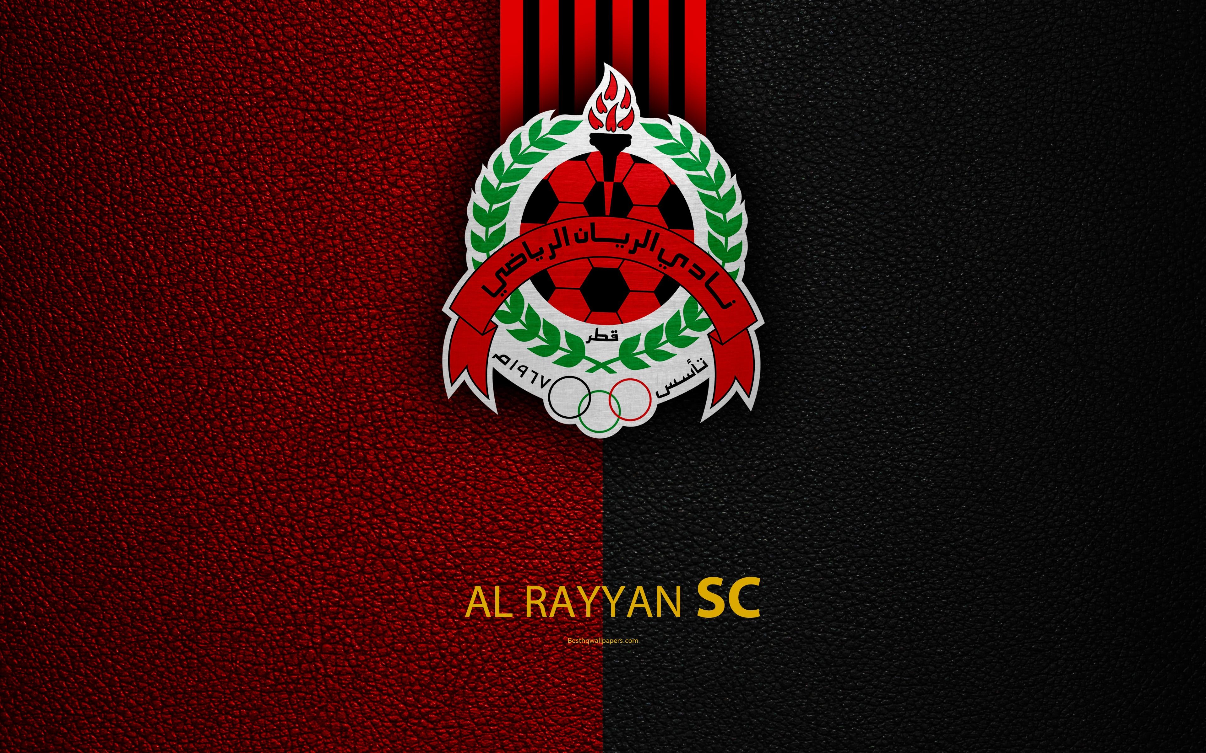 3840x2400 Download wallpaper Al Rayyan SC, 4k, Qatar football club, leather, Desktop