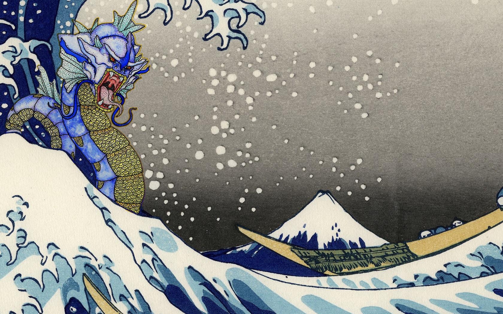 1680x1050 Gyarados And The Wave Of Kanagawa [] Waves, HD, Desktop