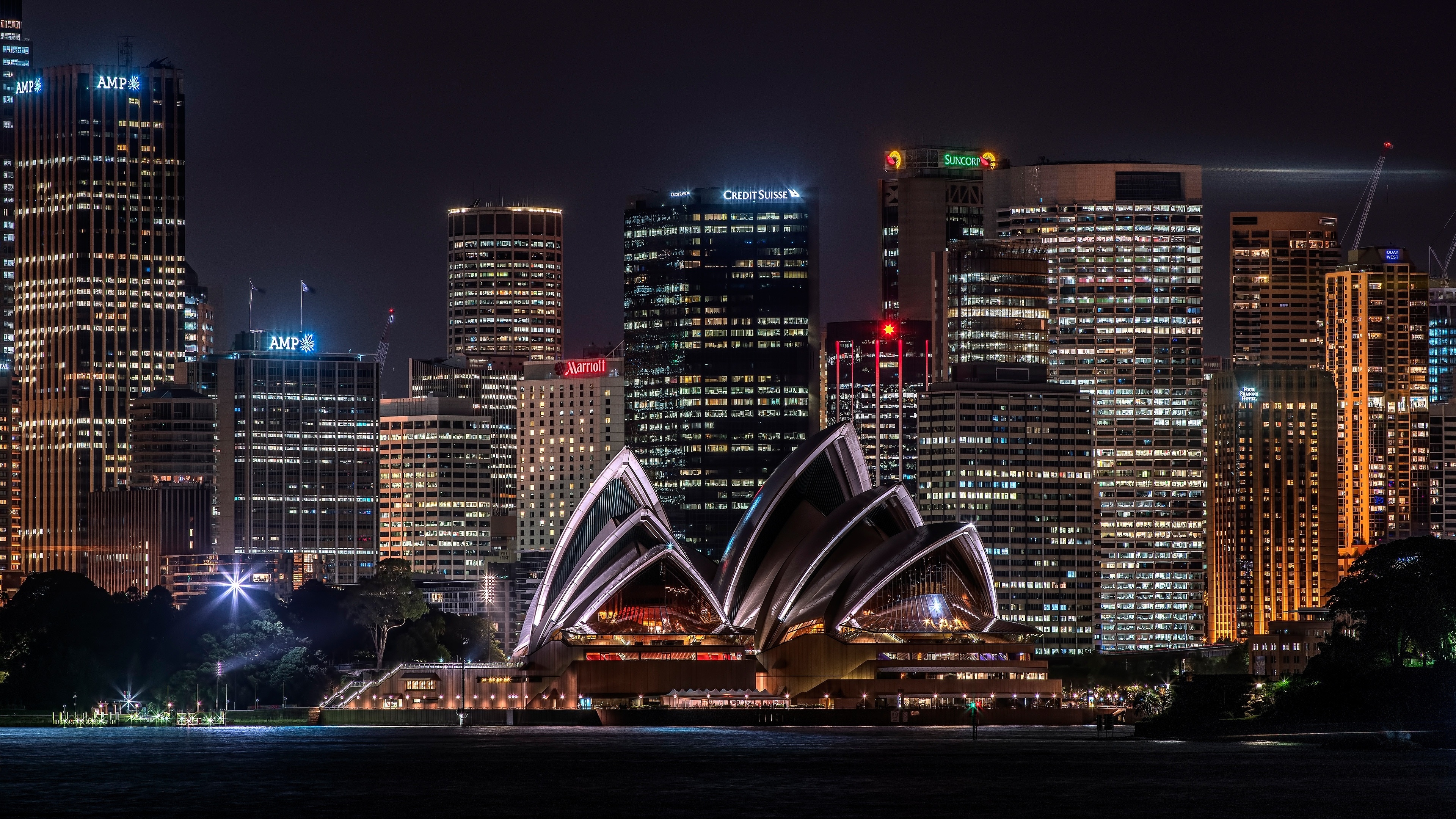 3840x2160 Wallpaper Australia, Sydney, opera house, skyscrapers, illumination, night  UHD 4K Picture, Image, Desktop