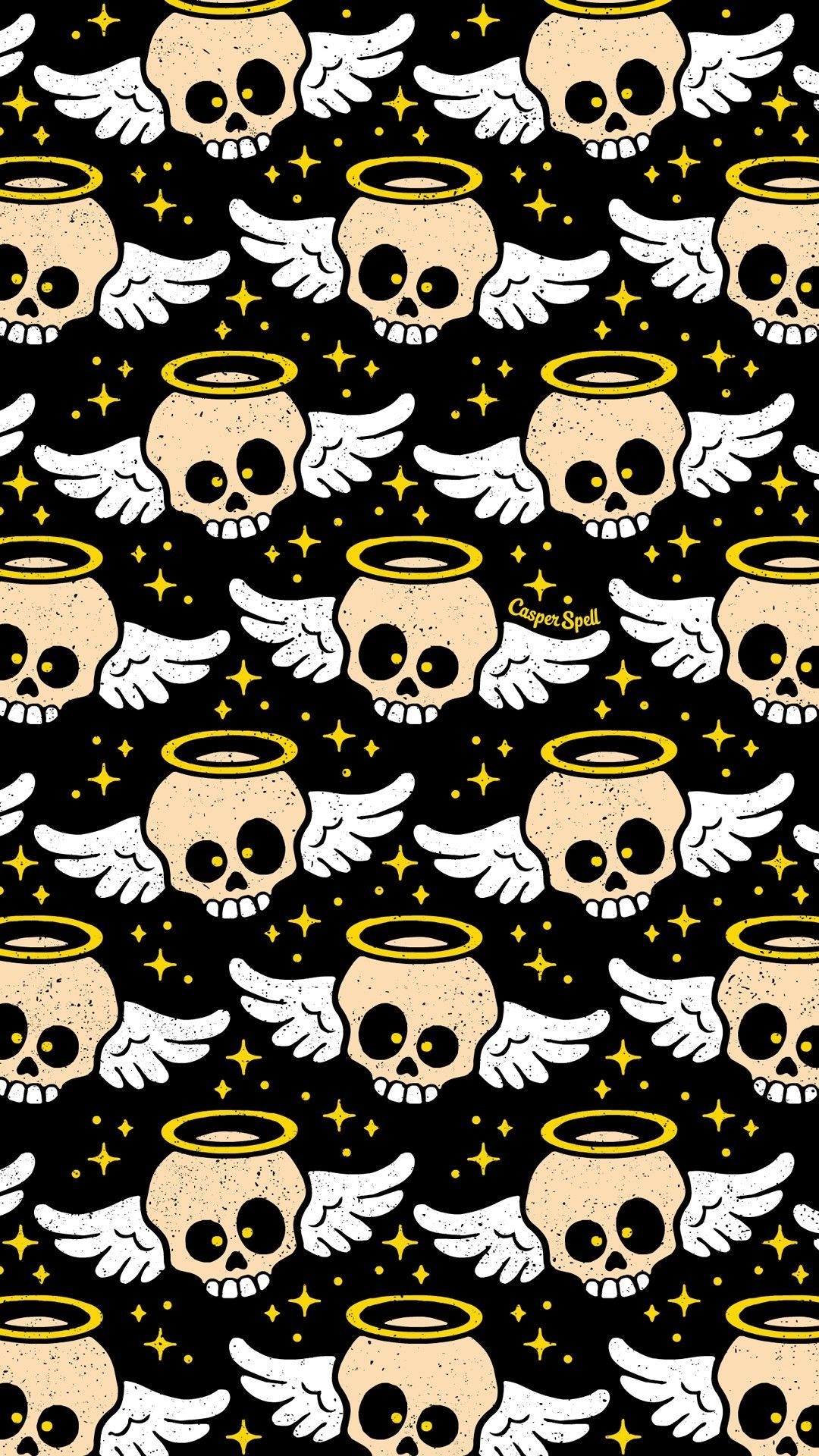 1080x1920 Angel skull skulls macabre spooky creepy cute Halloween wallpaper repeat. Halloween wallpaper background, Halloween wallpaper iphone background, Skull wallpaper, Phone