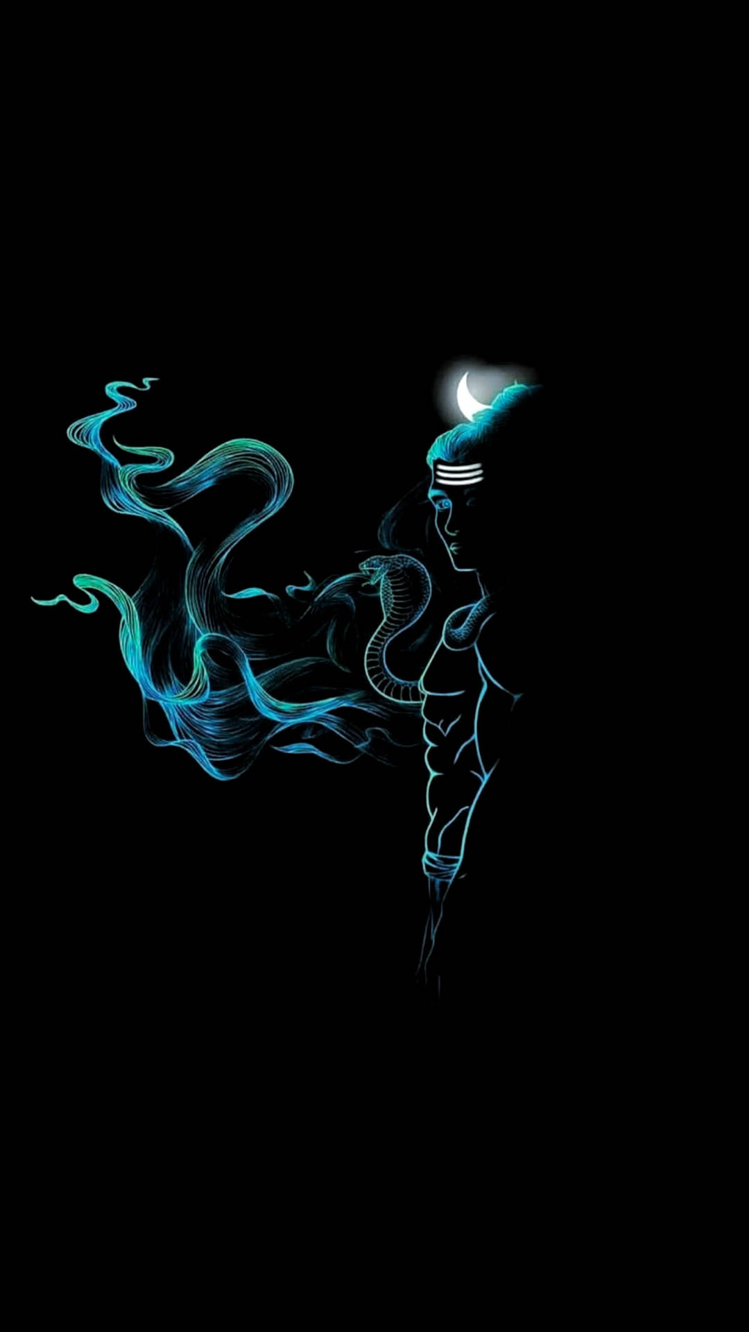 1080x1920 Download Shiva iPhone Blue Ink On Black Wallpaper, Phone