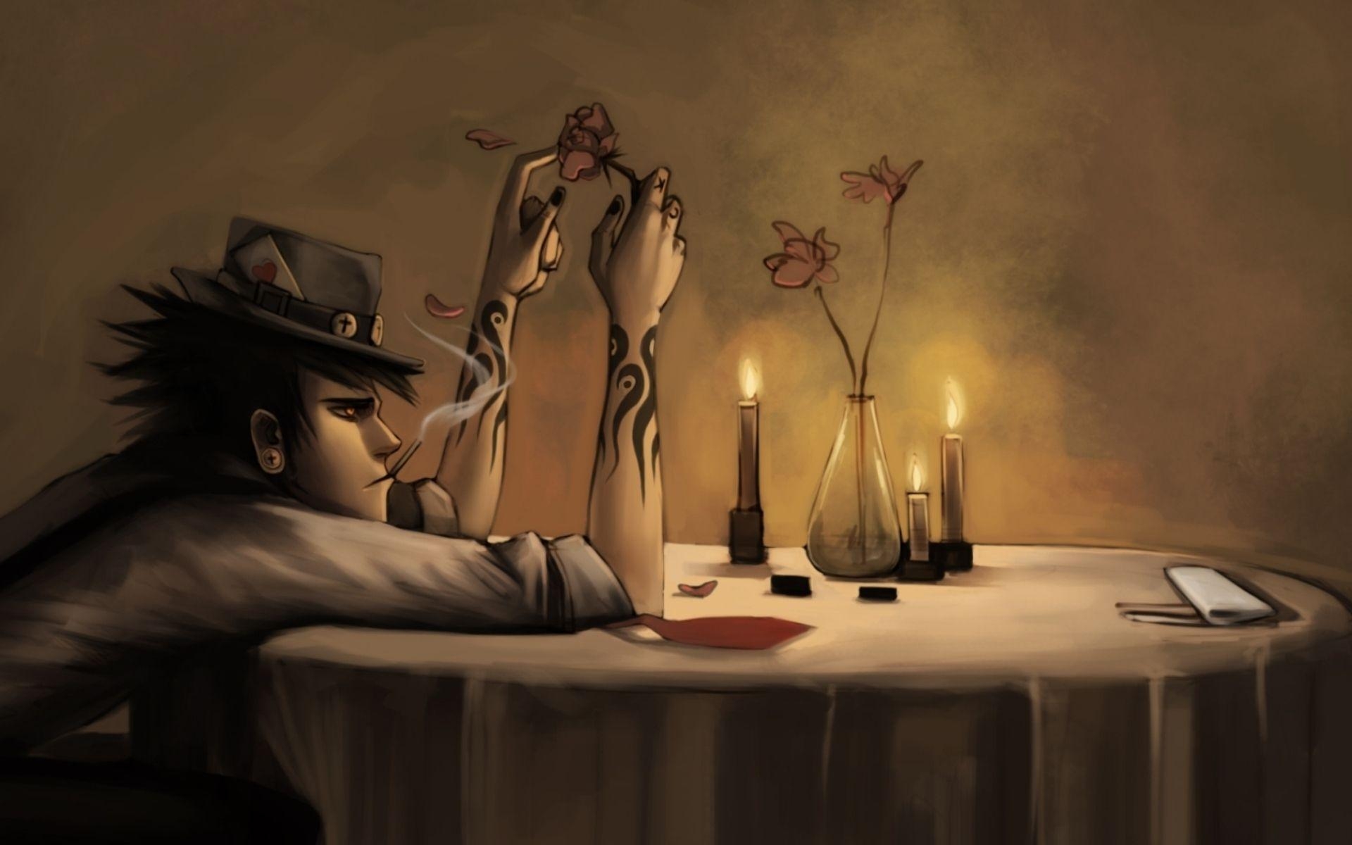 1920x1200 Download Wallpaper  Art, Guy, Table, Depression, Desktop