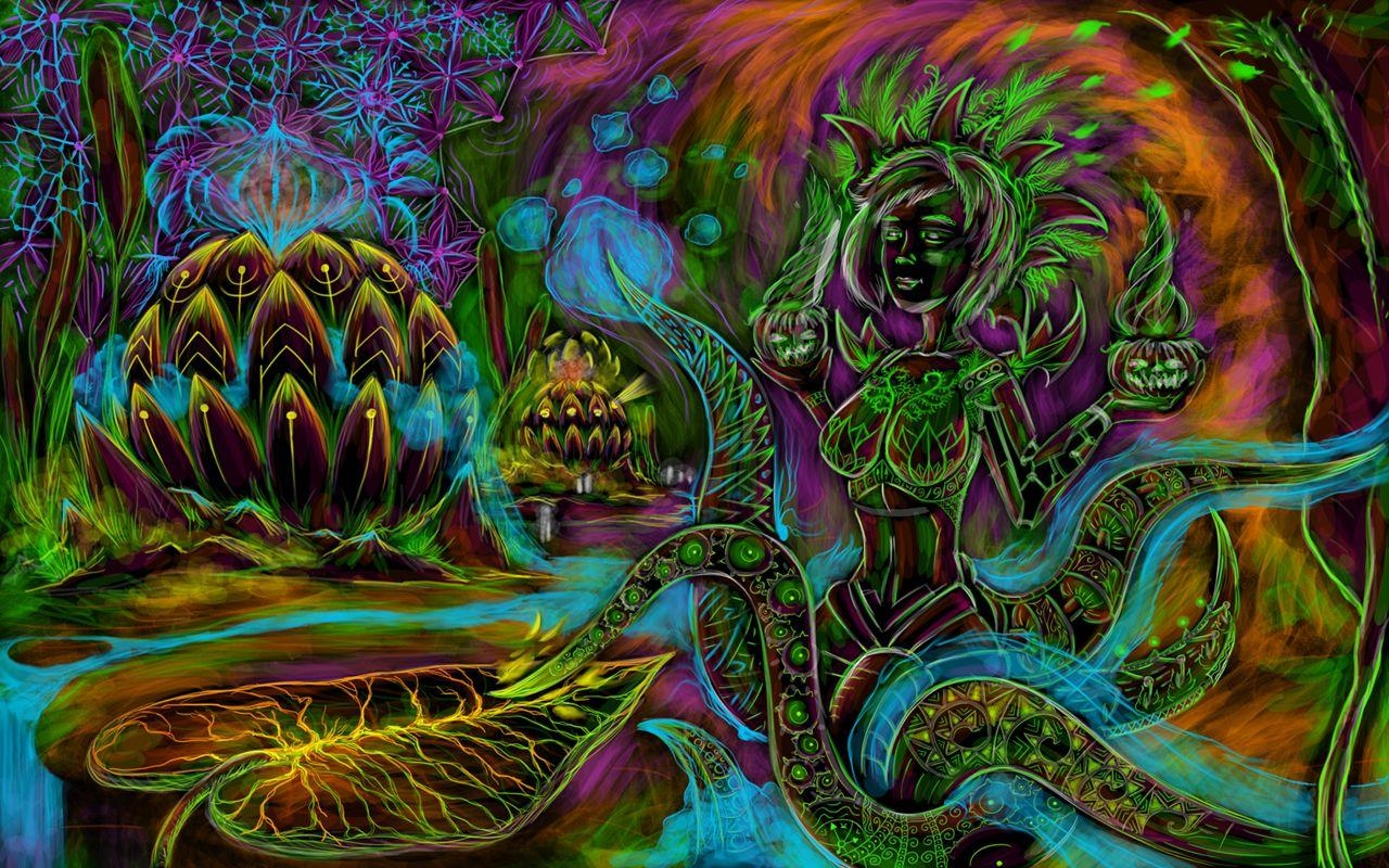 1280x800 Cyber octopus psychedelic art wallpaper, Desktop