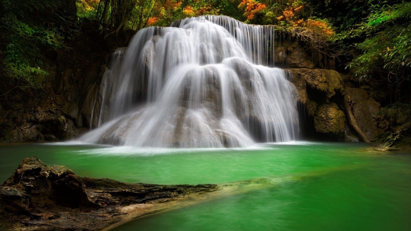 1370x770 Beautiful Waterfall Greenery Serene Dominica Wallpaper HD 1080p, Desktop