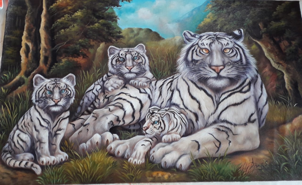 1280x790 Lukisan Harimau putih siliwangi 135cm x 85cm di lapak Saruvastore, Desktop