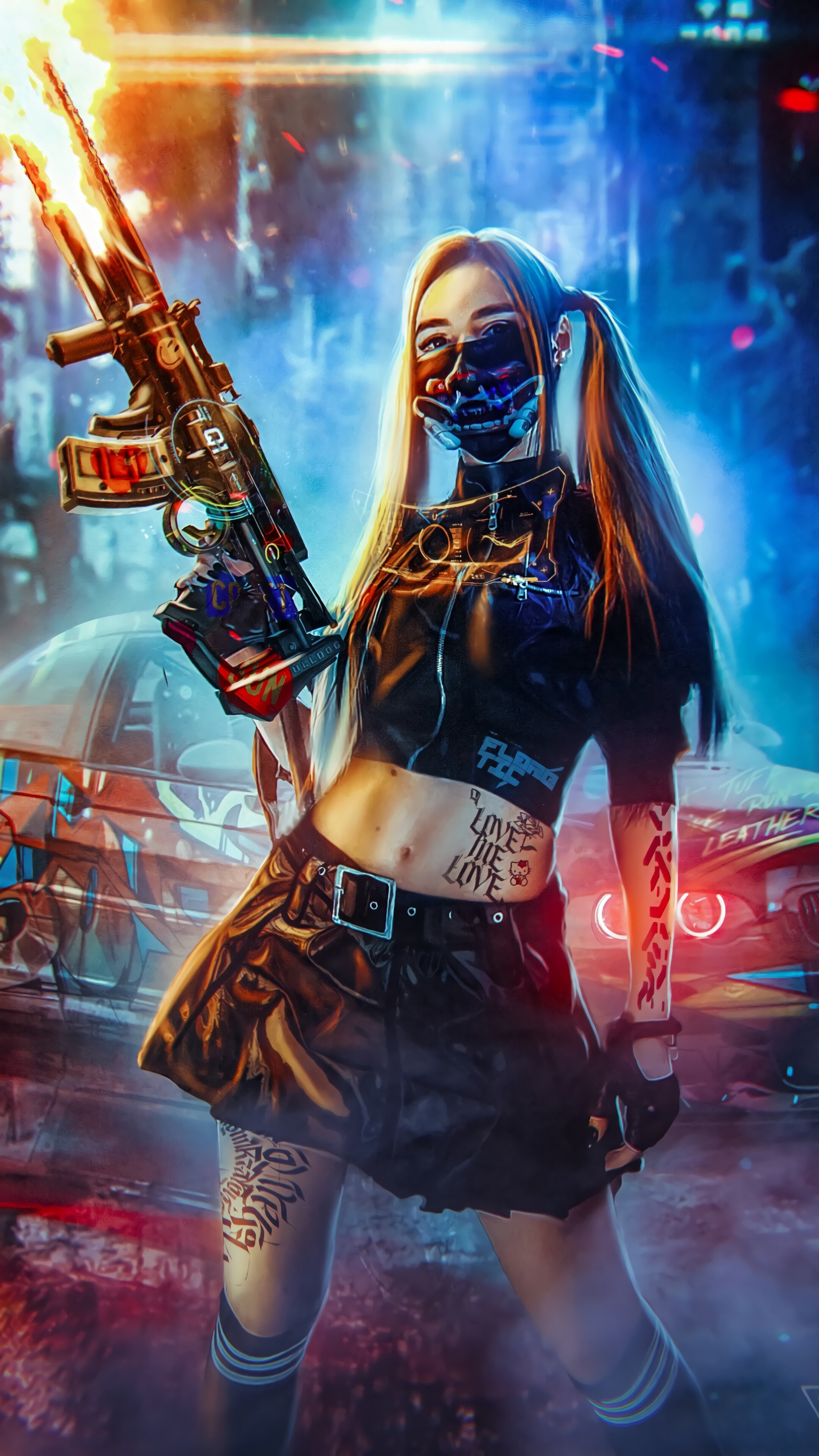 2160x3840 Cyberpunk, Girl, Guns, Rifle, Sci Fi, 4K Phone HD Wallpaper, Image, Background, Photo And Picture. Mocah HD Wallpaper, Phone