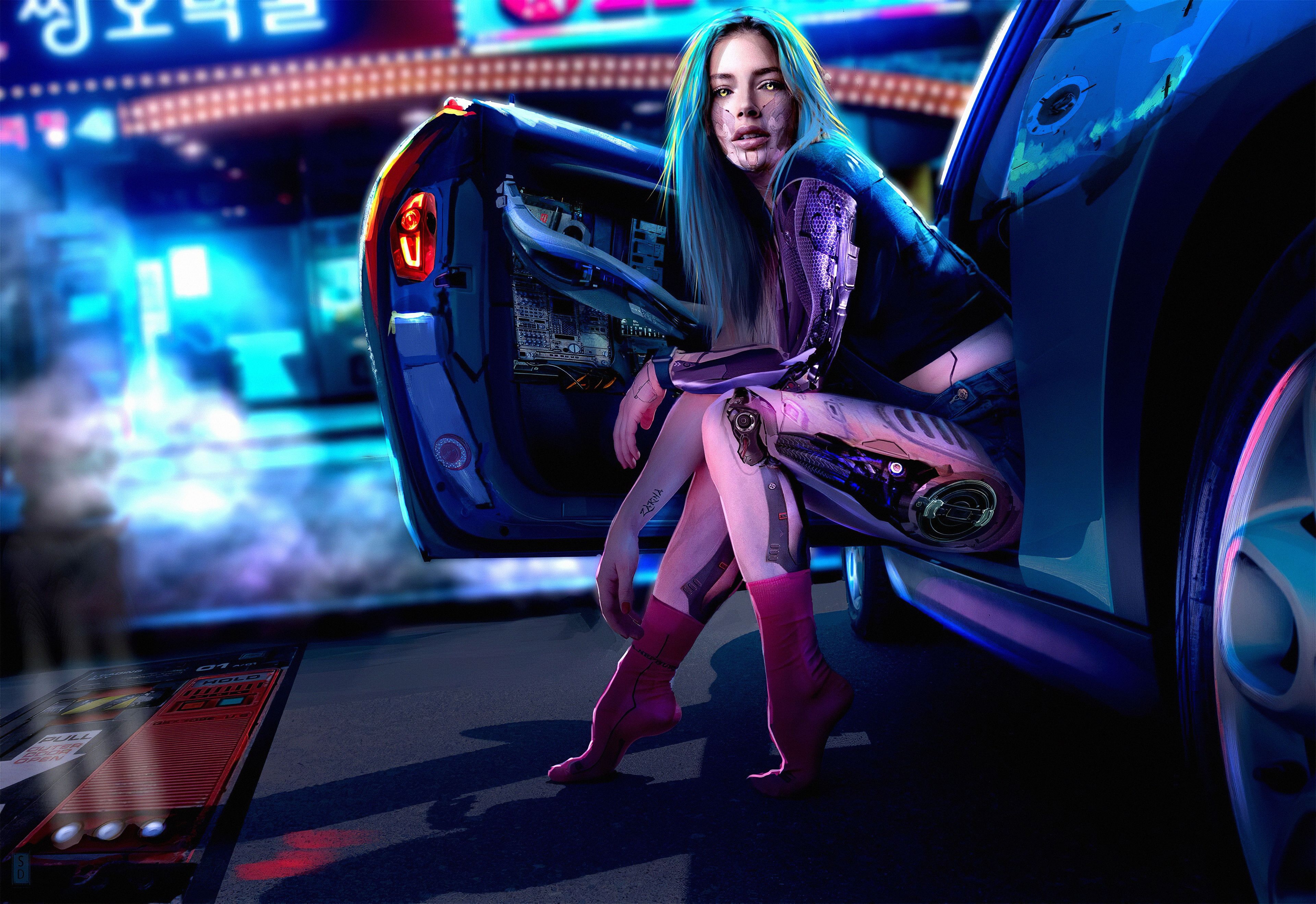 3840x2640 Cyberpunk Girl With Car4k 1152x864 Resolution HD 4k Wallpaper, Image, Background, Photo and Picture, Desktop