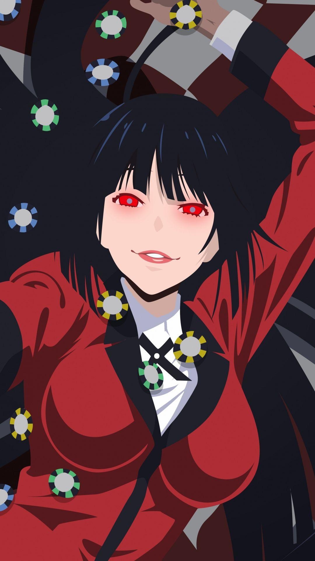 1080x1920 Yumeko Jabami, Kakegurui, red eyes, poker, anime,, Phone