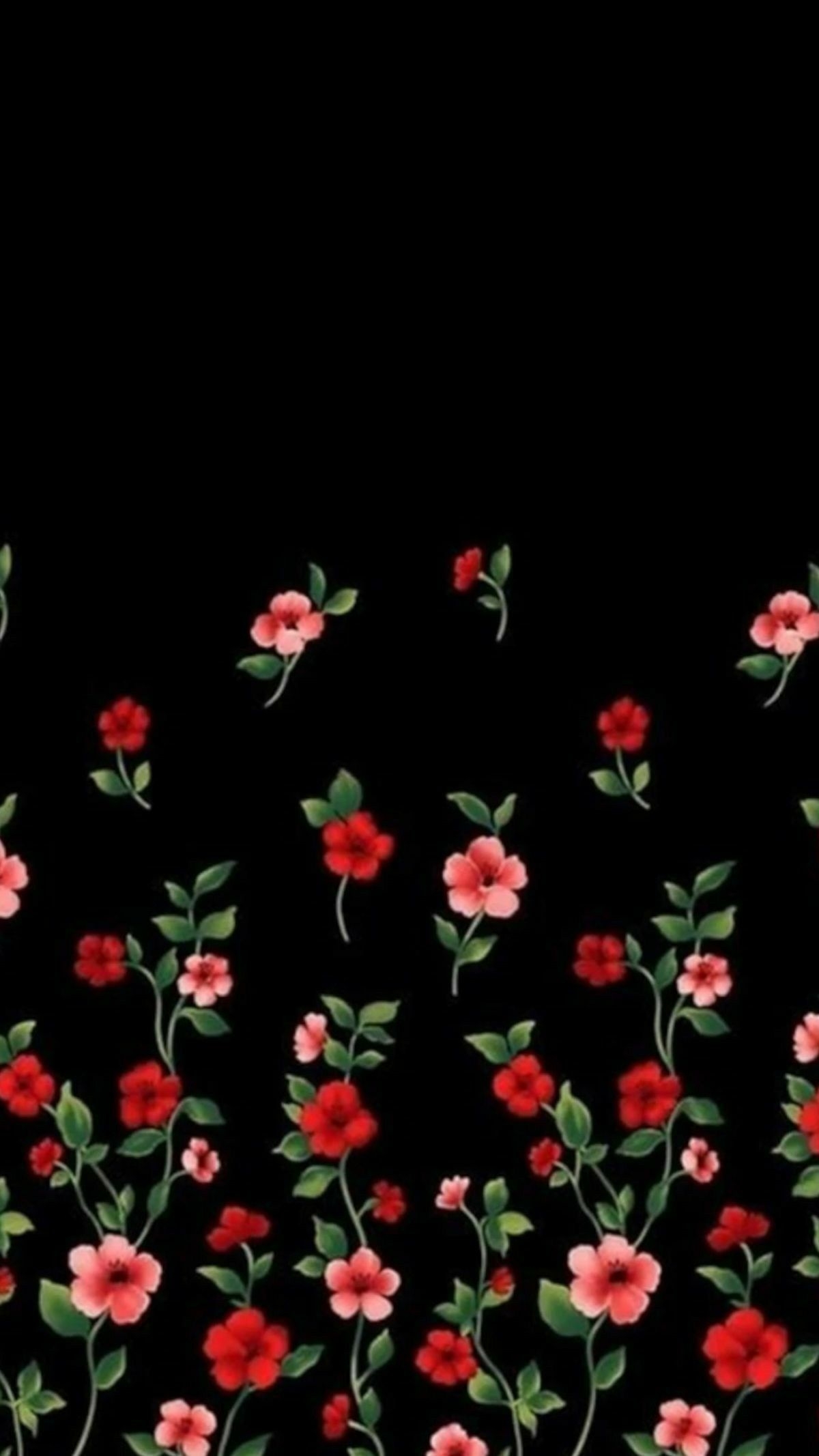 1200x2140 AMOLED) Floral Wallpaper Background Lock Screen. Black Flowers, Phone