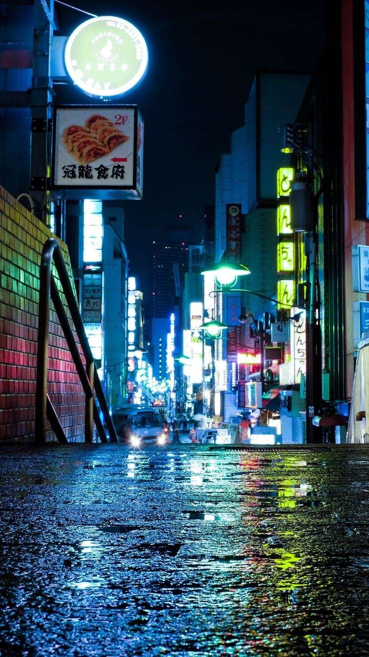 750x1340 Neon Tokyo Phone Wallpaper, Phone