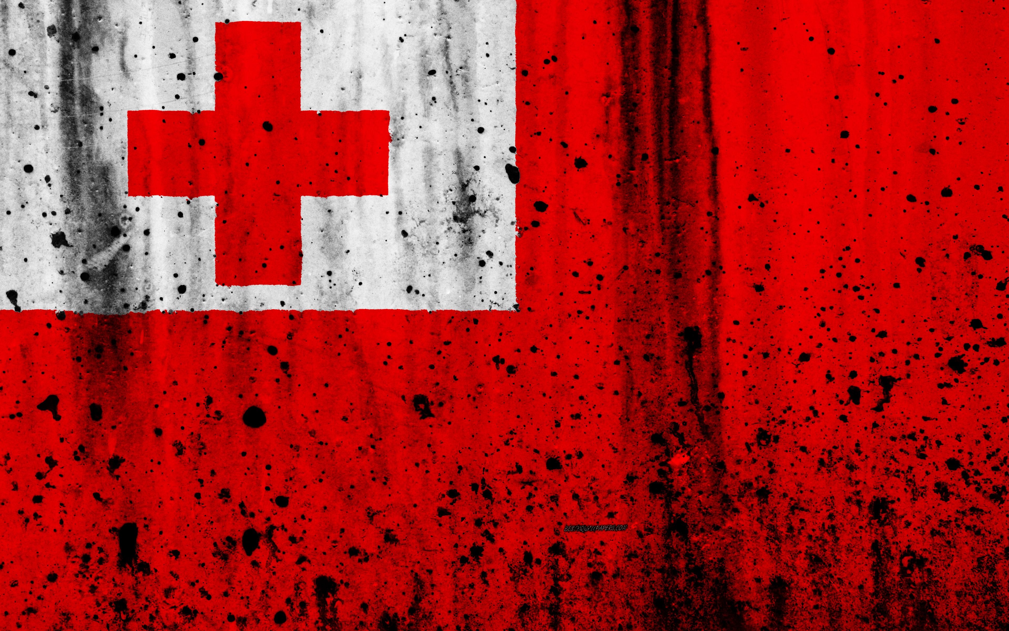 3840x2400 Download wallpaper Tonga flag, 4k, grunge, flag of Tonga, Oceania, Desktop