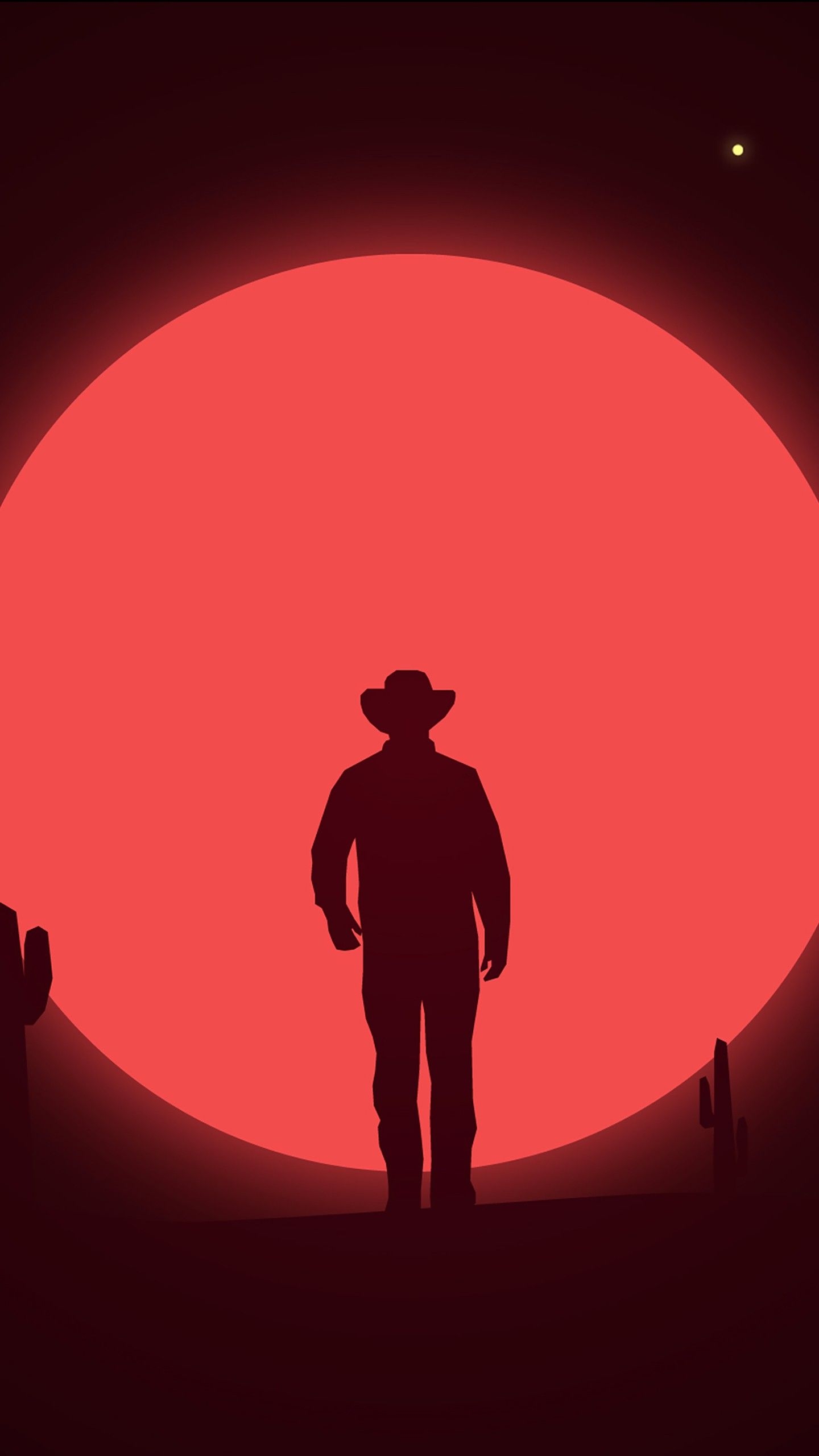 1440x2560 Cowboy Sunset Silhouette 4K Wallpaper, Phone